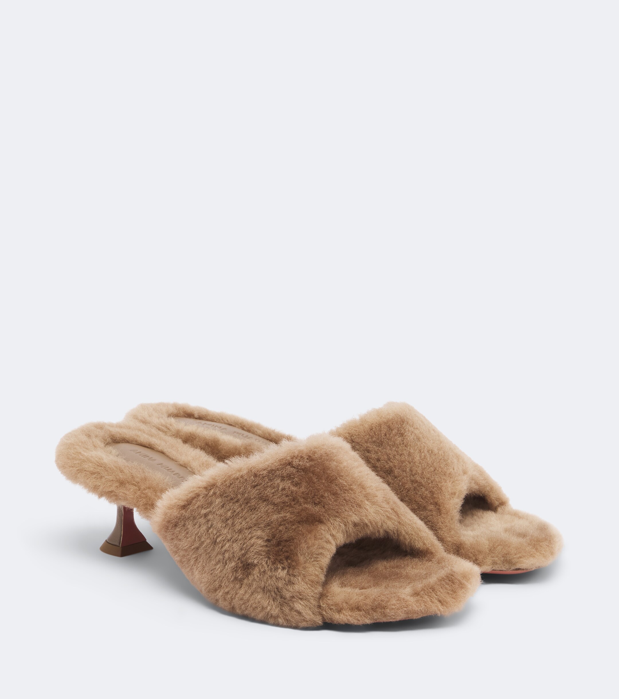 AMINA MUADDI Amina Muaddi Taylor shearling mules