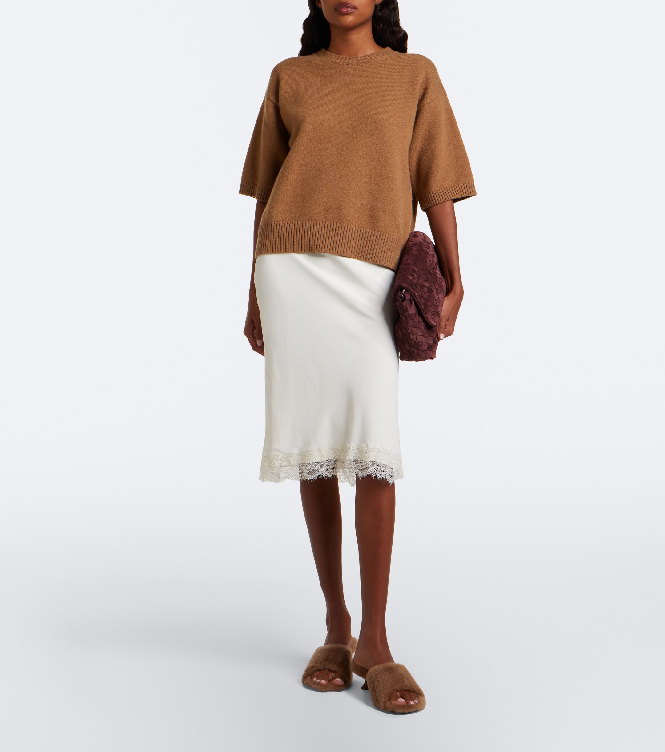 AMINA MUADDI Amina Muaddi Taylor shearling mules