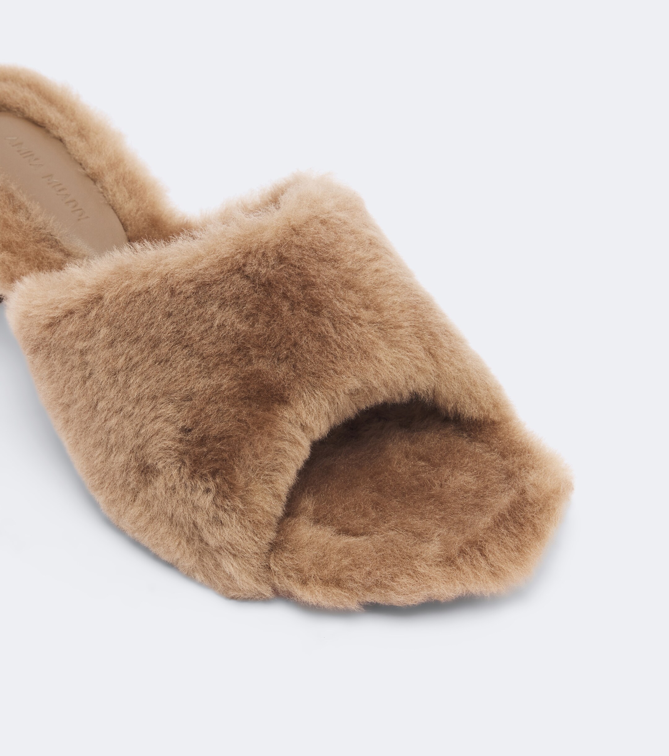 AMINA MUADDI Amina Muaddi Taylor shearling mules