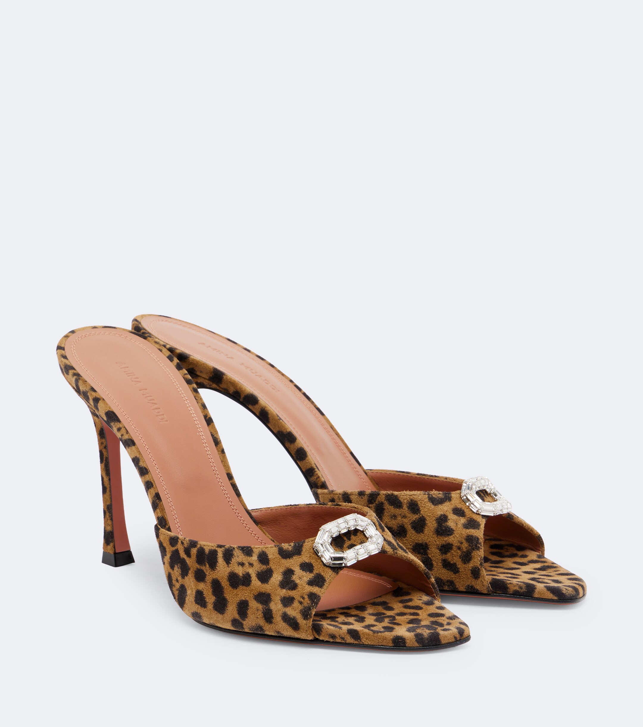 AMINA MUADDI Amina Muaddi Mini Camelia leopard-print suede mules