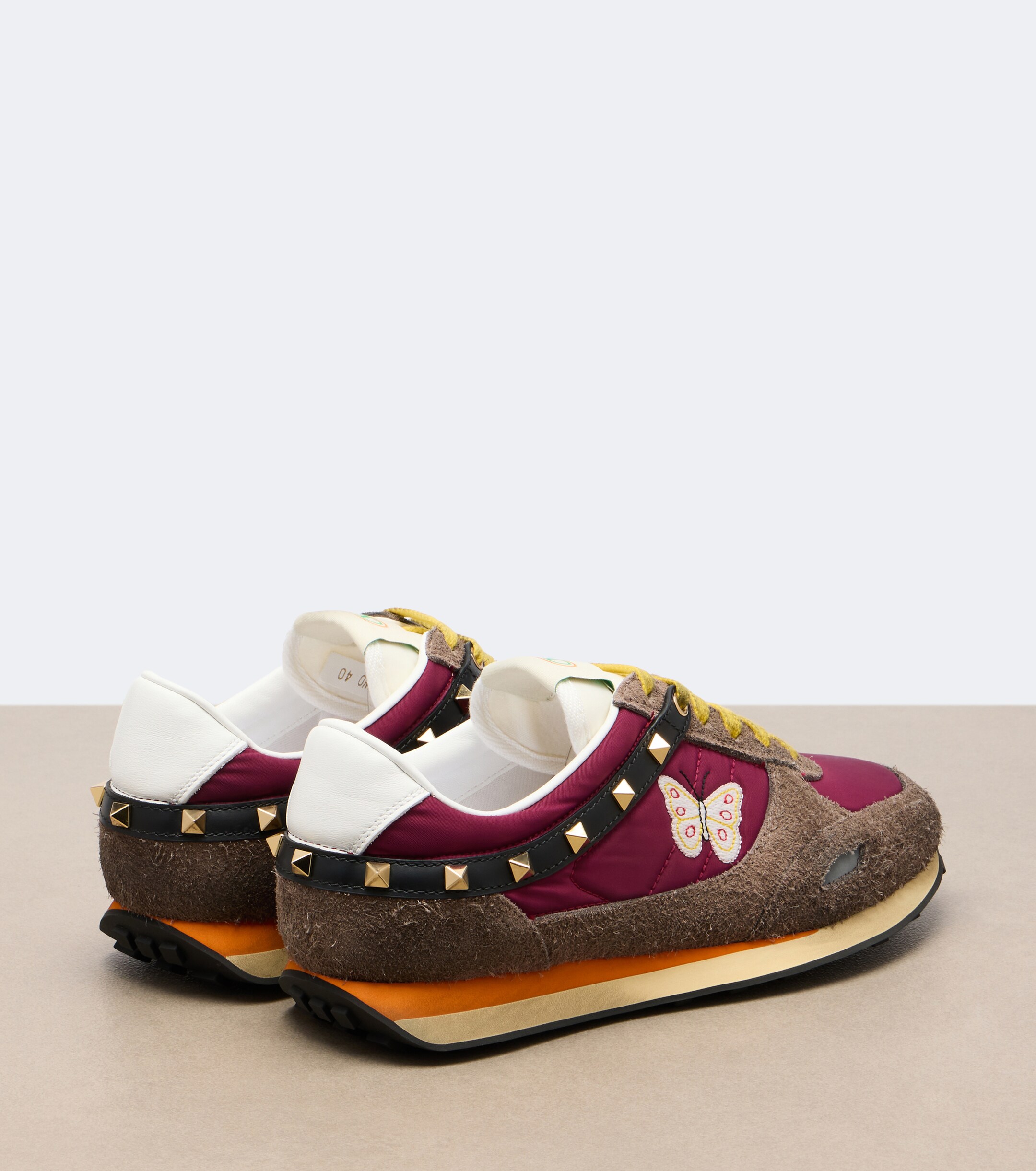 Valentino Garavani Valentino Garavani Stud Up embroidered suede-trimmed sneakers