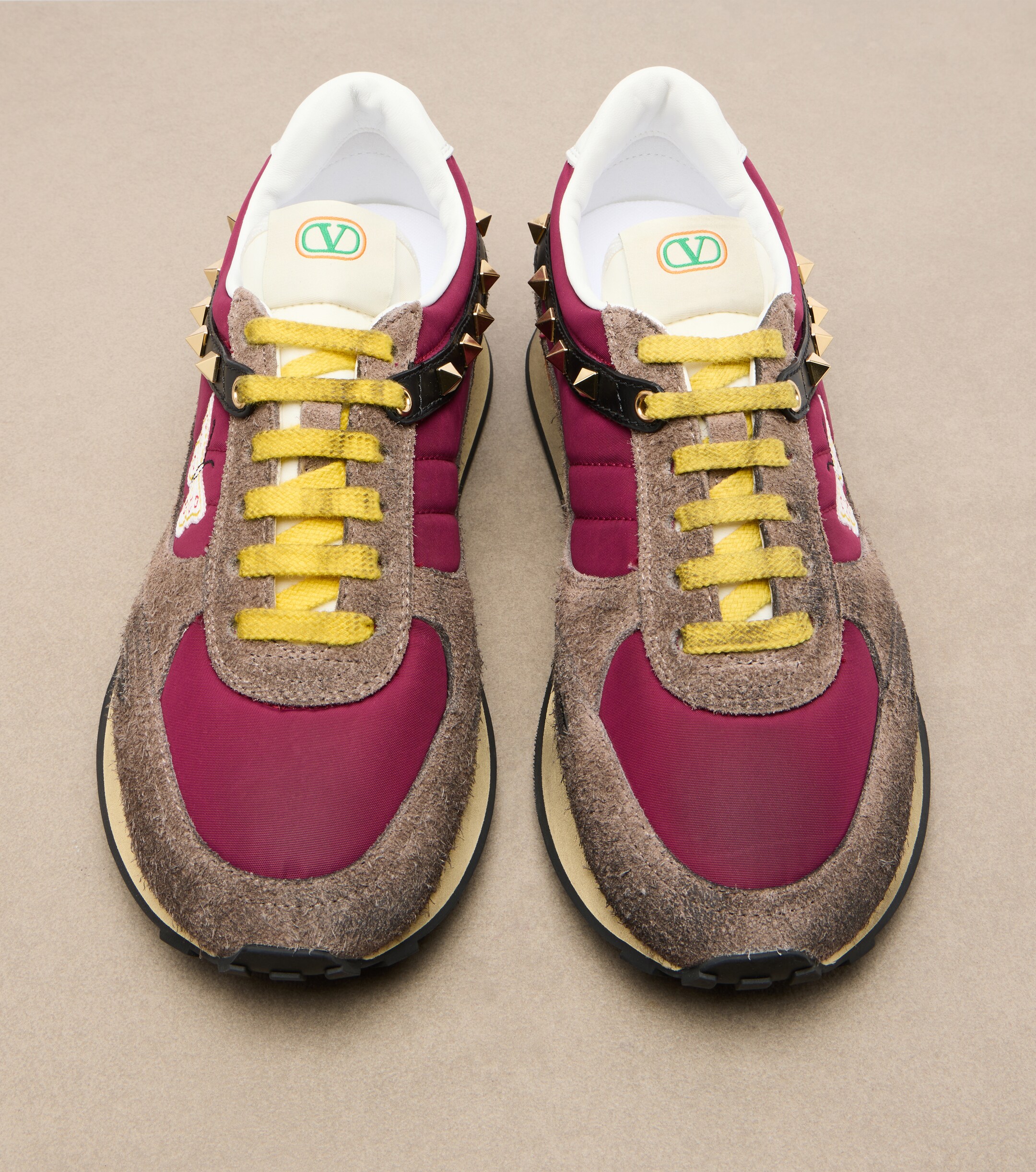 Valentino Garavani Valentino Garavani Stud Up embroidered suede-trimmed sneakers
