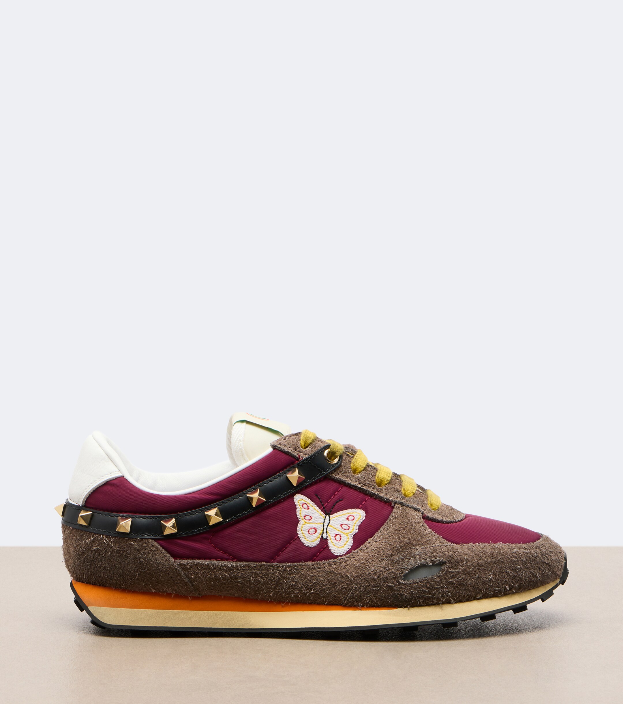 Valentino Garavani Valentino Garavani Stud Up embroidered suede-trimmed sneakers