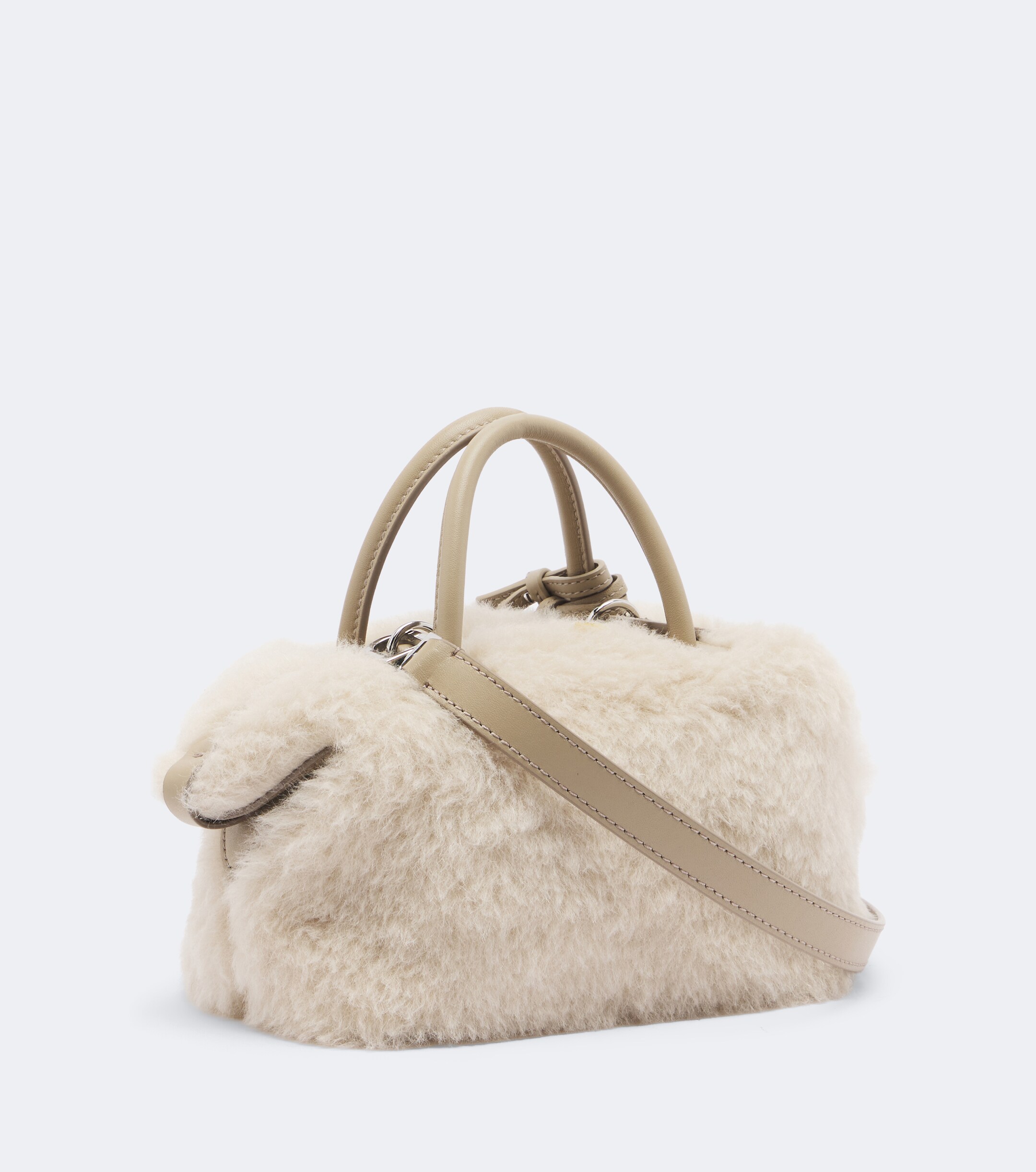 Max Mara Max Mara Small leather-trimmed teddy top-handle bag
