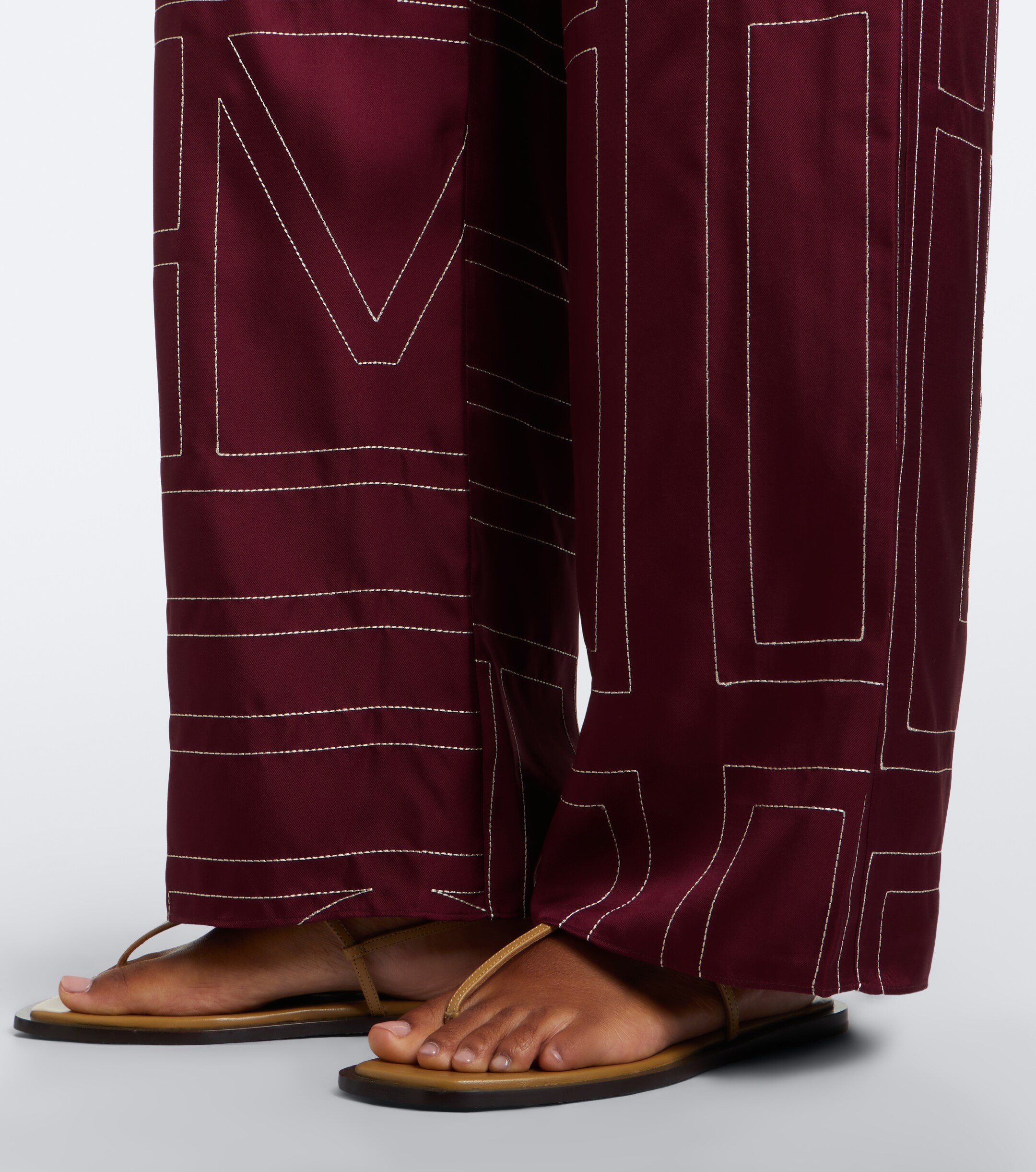 TOTEME Toteme Monogram silk twill wide-leg pants