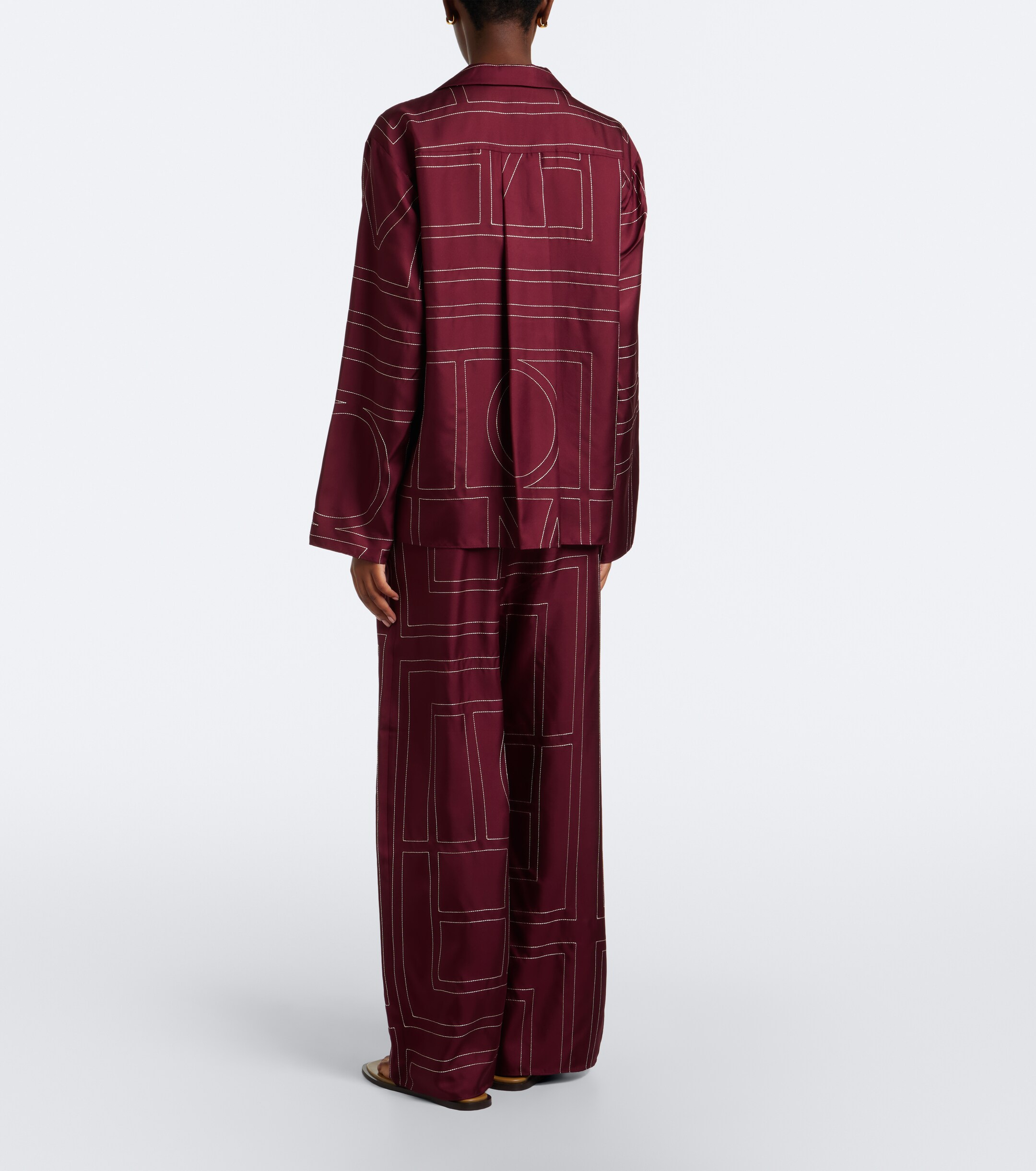 TOTEME Toteme Monogram silk twill wide-leg pants