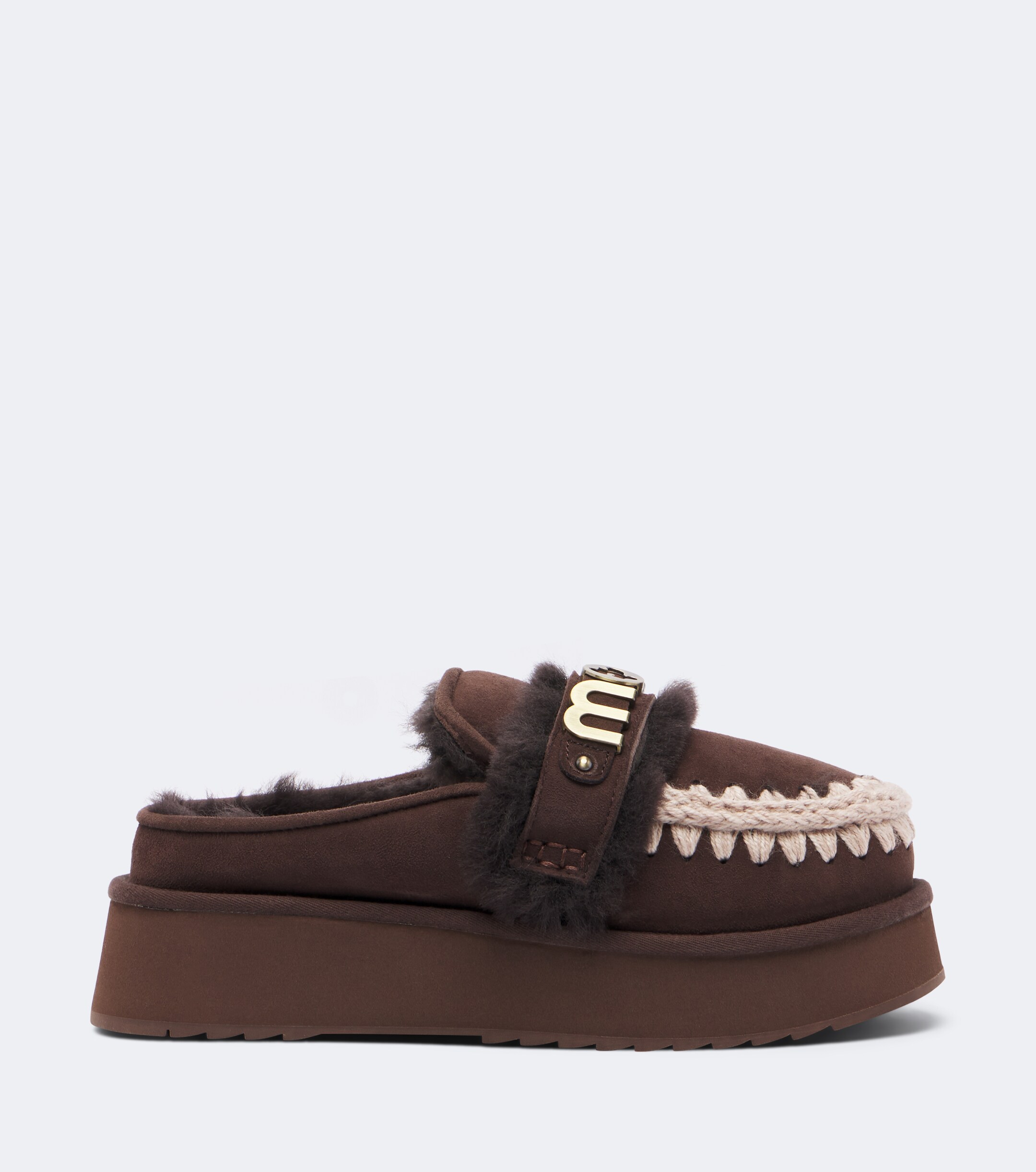 MOU Mou Shearling-lined suede platform mules