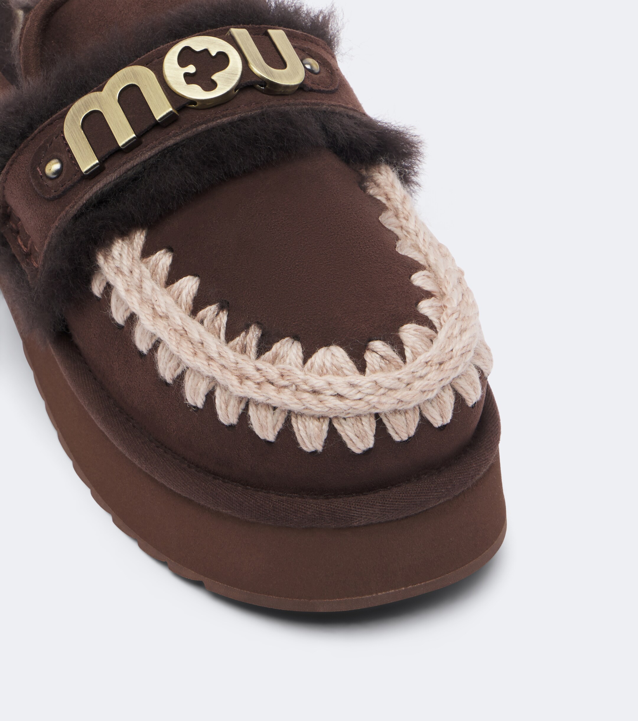 MOU Mou Shearling-lined suede platform mules