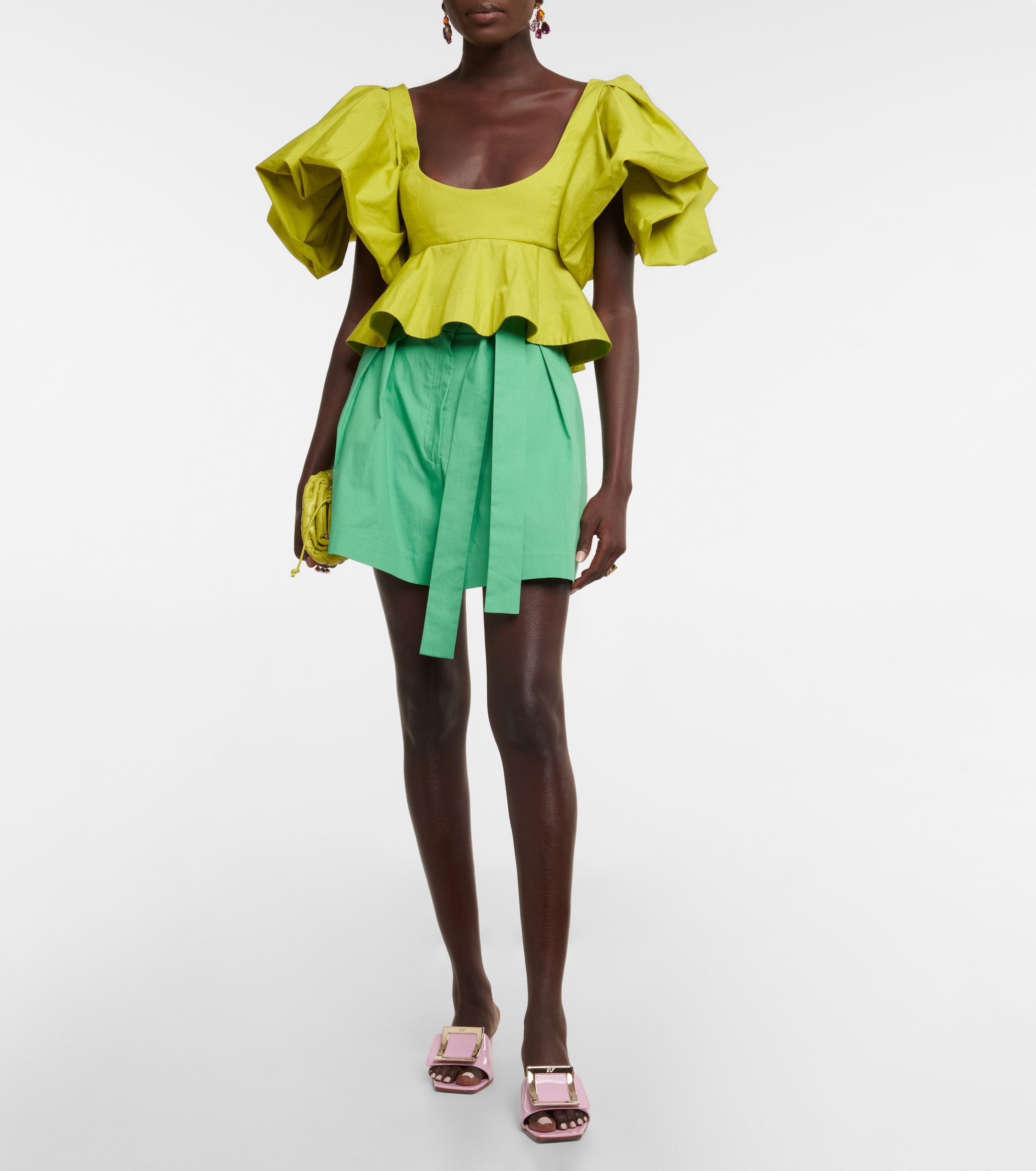 Oscar de la Renta Peplum cotton crop top