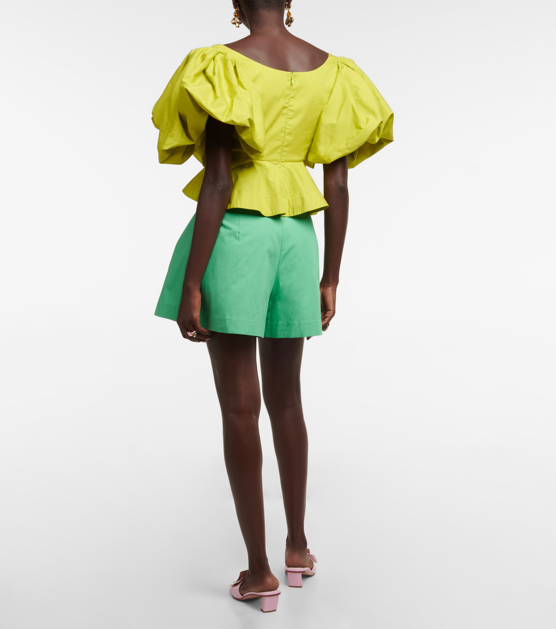 Oscar de la Renta Peplum cotton crop top