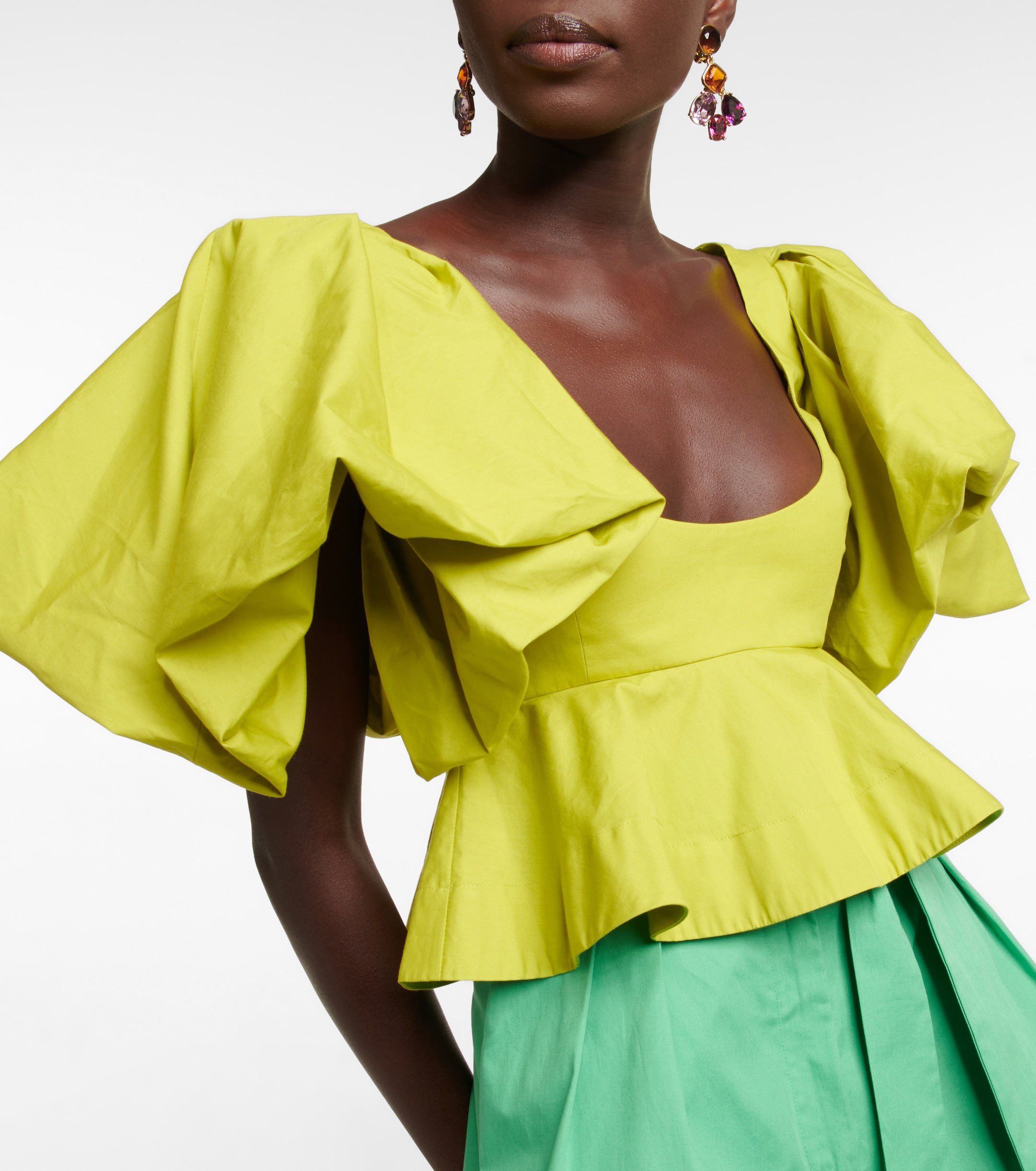 Oscar de la Renta Peplum cotton crop top