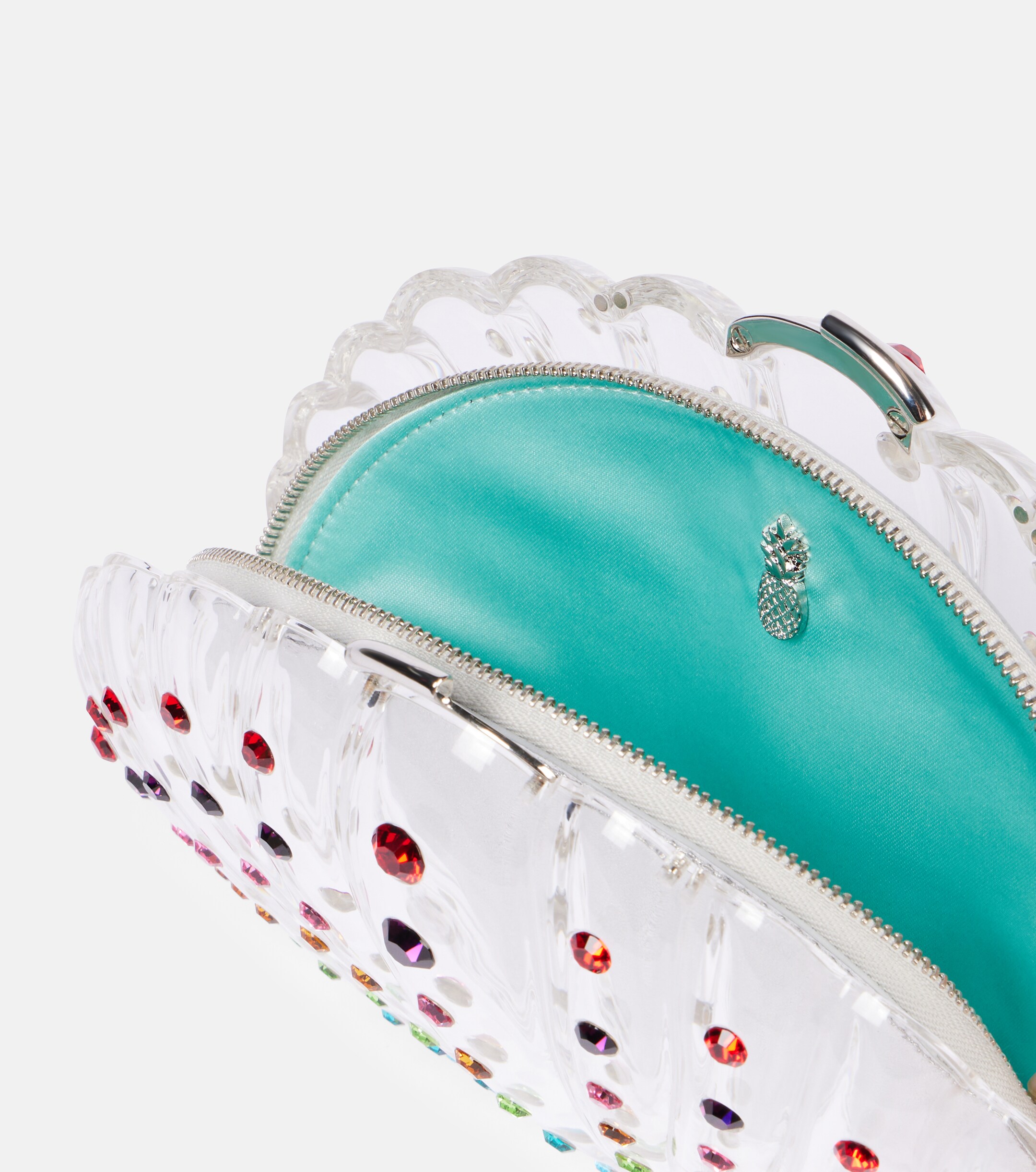 AQUAZZURA Crystal Shell embellished clutch