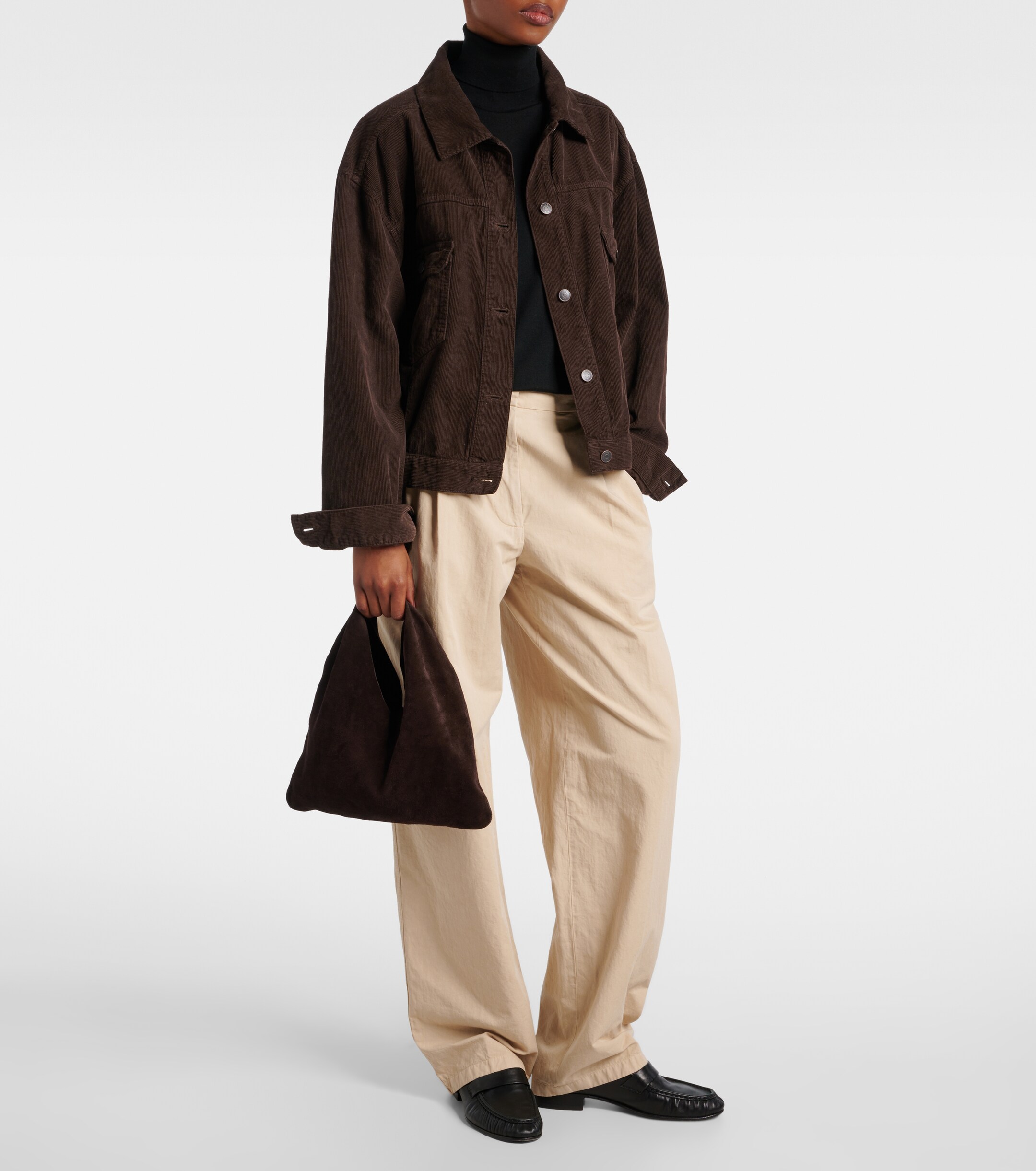 The Row Bindle Small suede top-handle bag