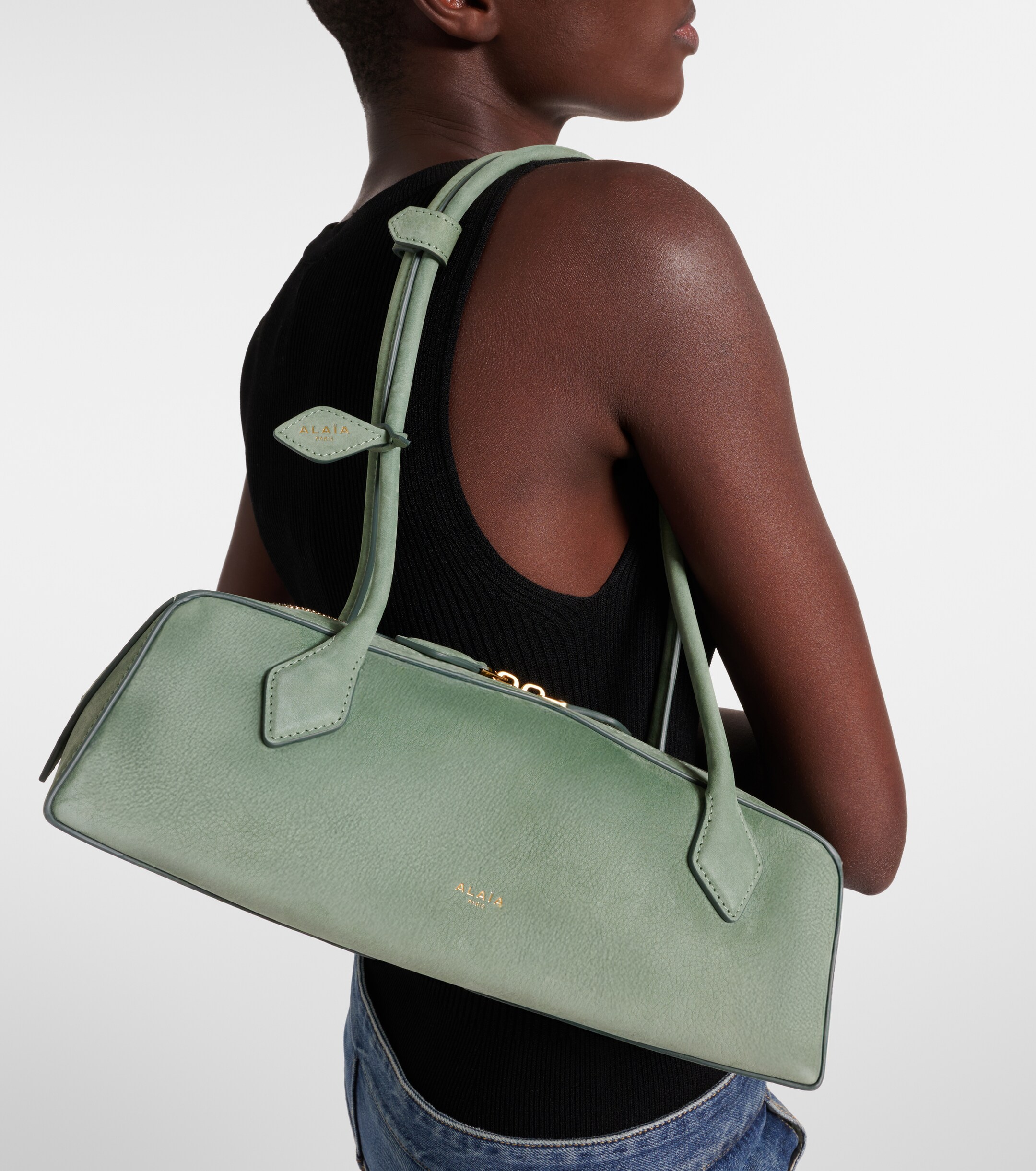 Alaïa Le Teckel Medium suede shoulder bag