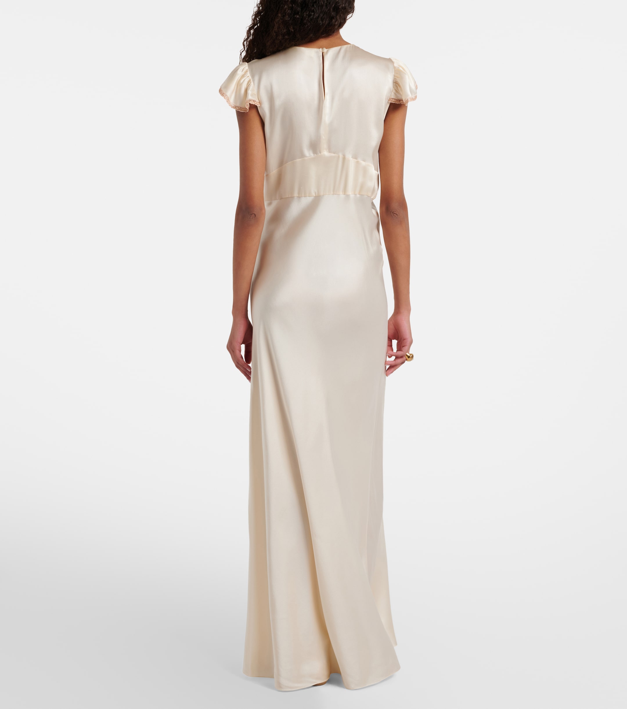 Chloé Lace-trimmed silk satin maxi dress thumbnail