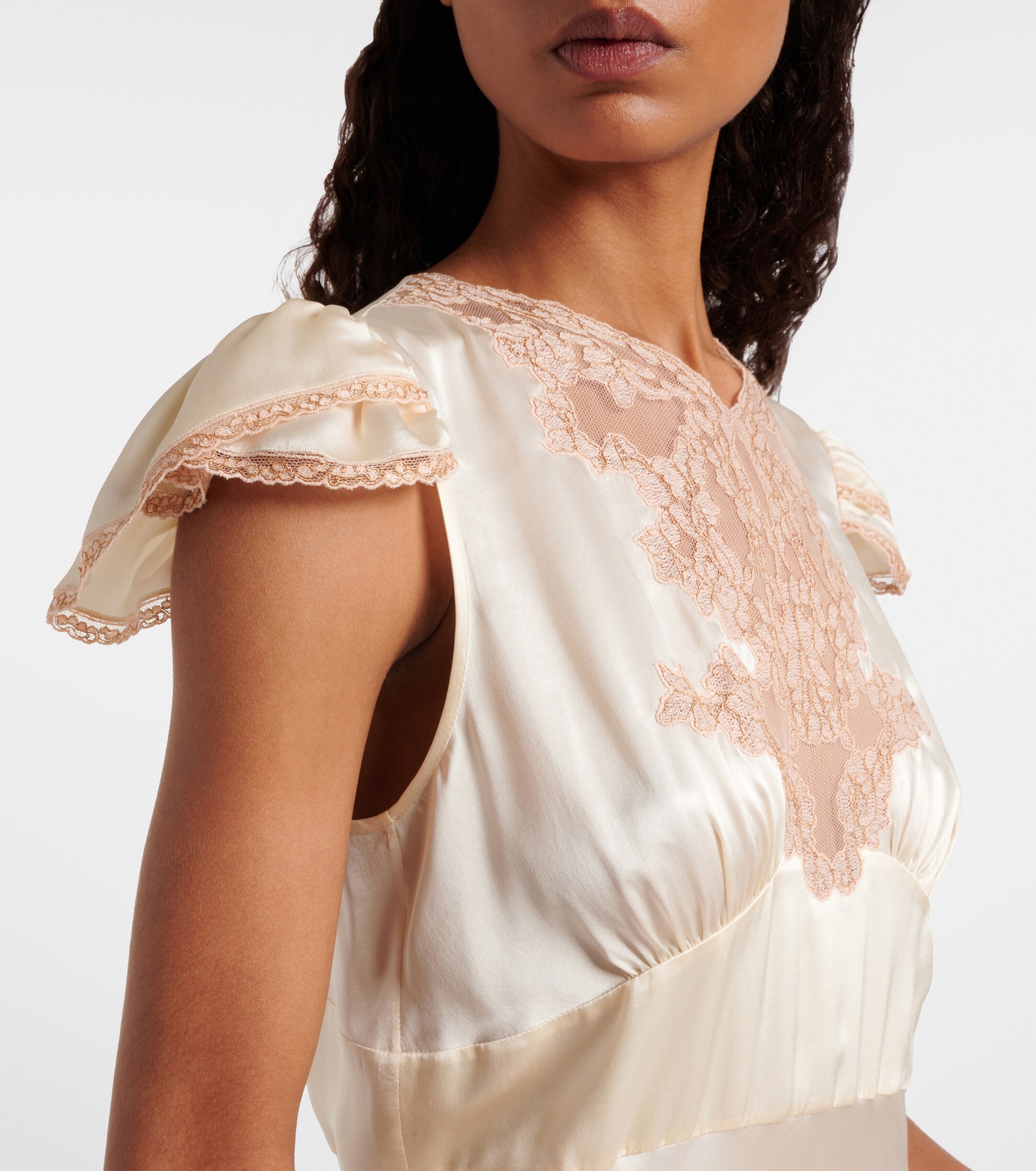 Chloé Lace-trimmed silk satin maxi dress thumbnail