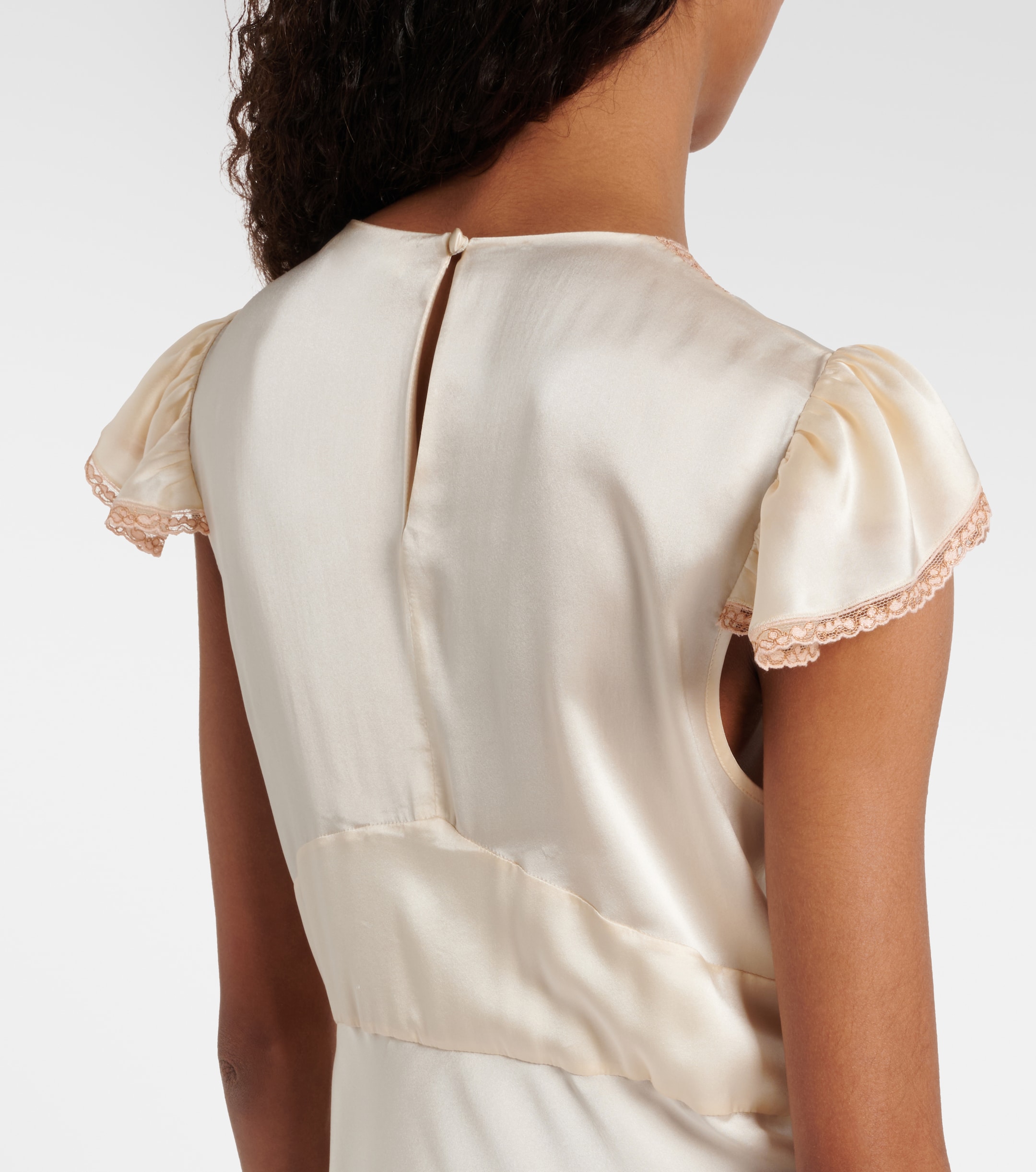 Chloé Lace-trimmed silk satin maxi dress thumbnail