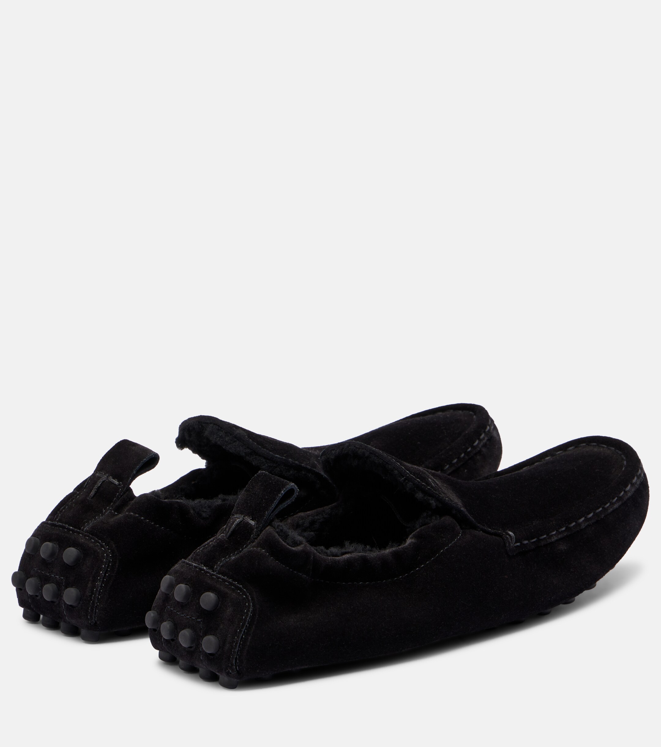Tod's - Gommino shearling-lined suede driving shoes | Plush