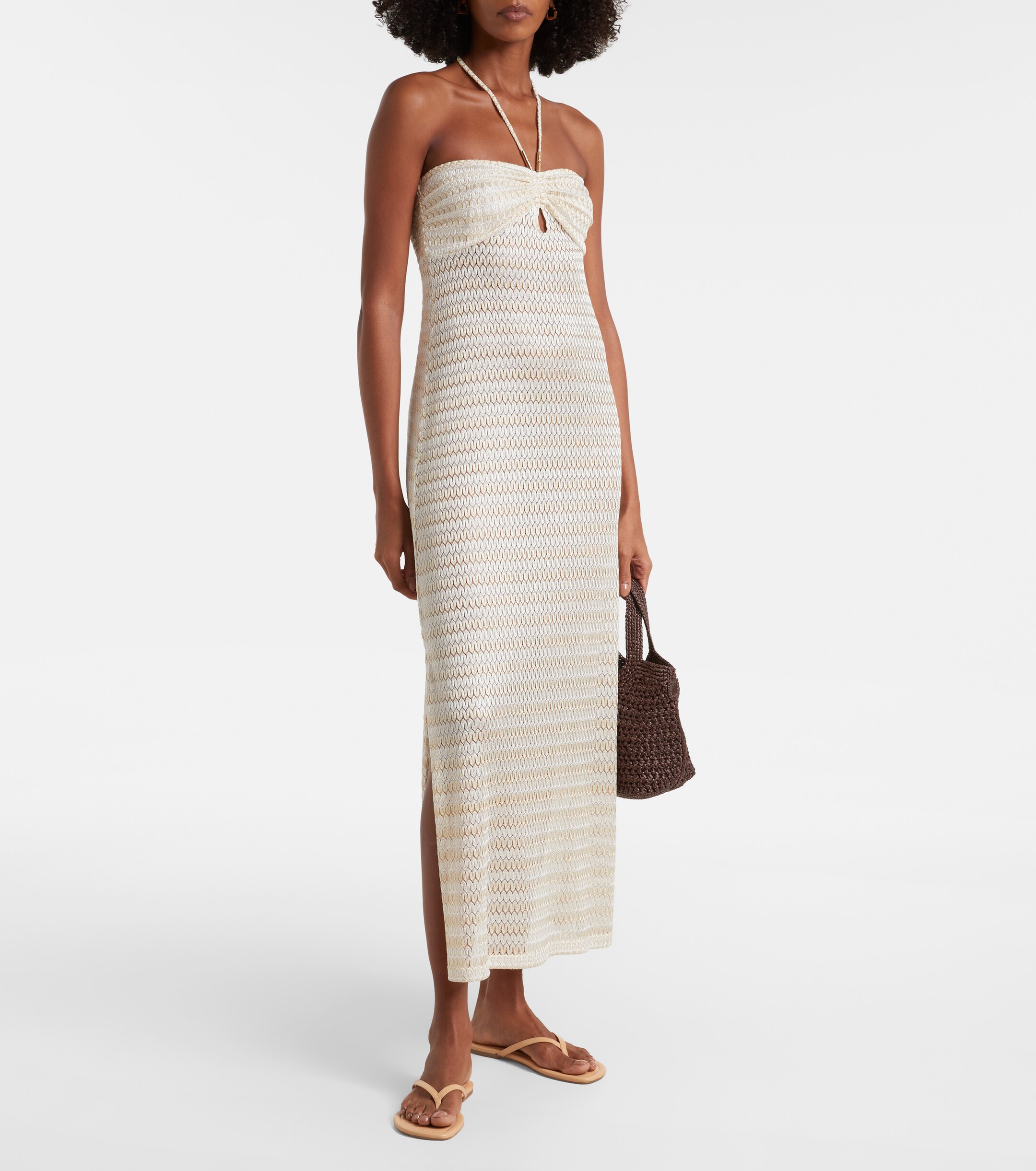 Melissa Odabash Mila off-shoulder lamé maxi dress Plush