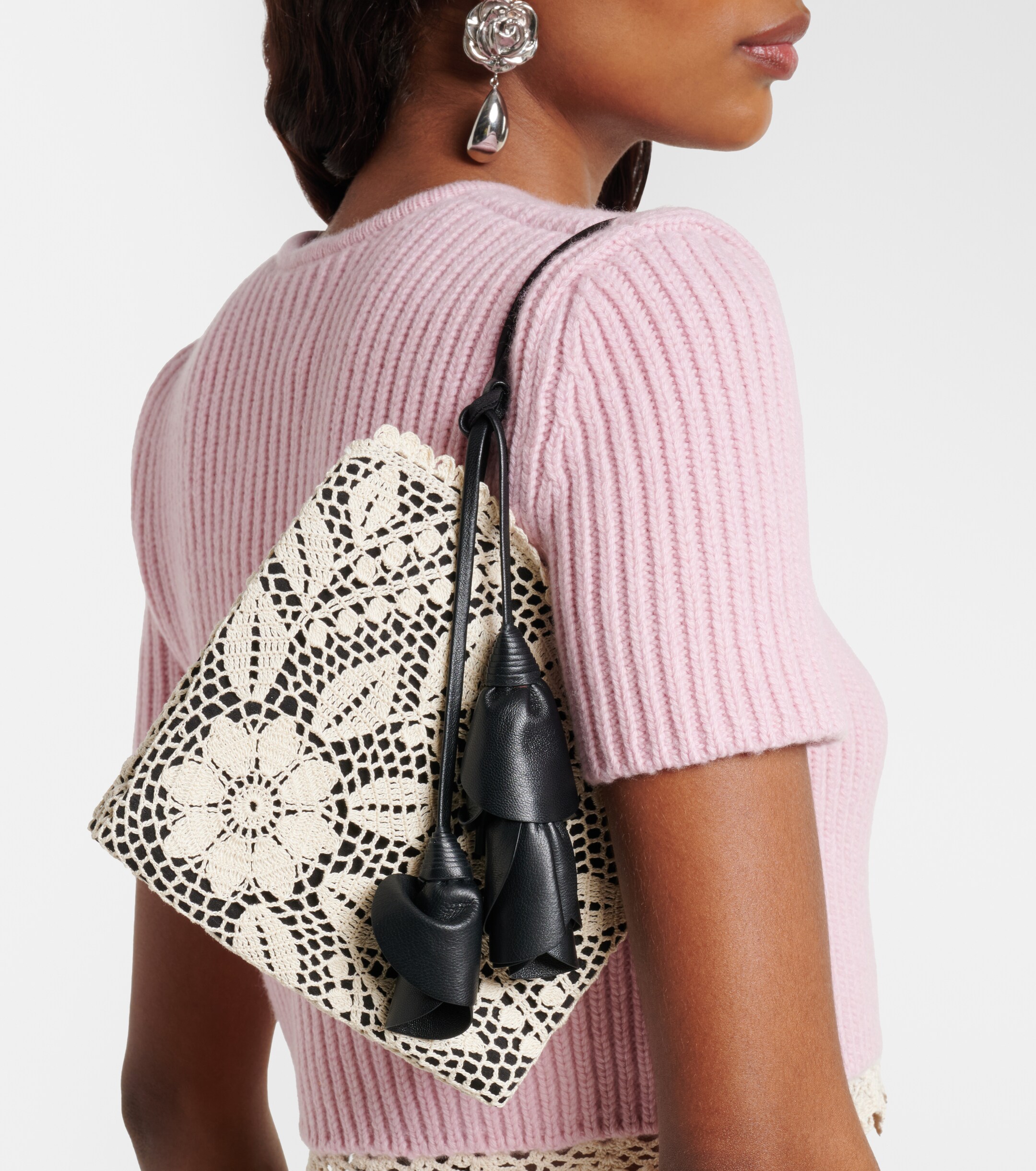 Magda Butrym Julia Small crochet leather-trimmed tote bag