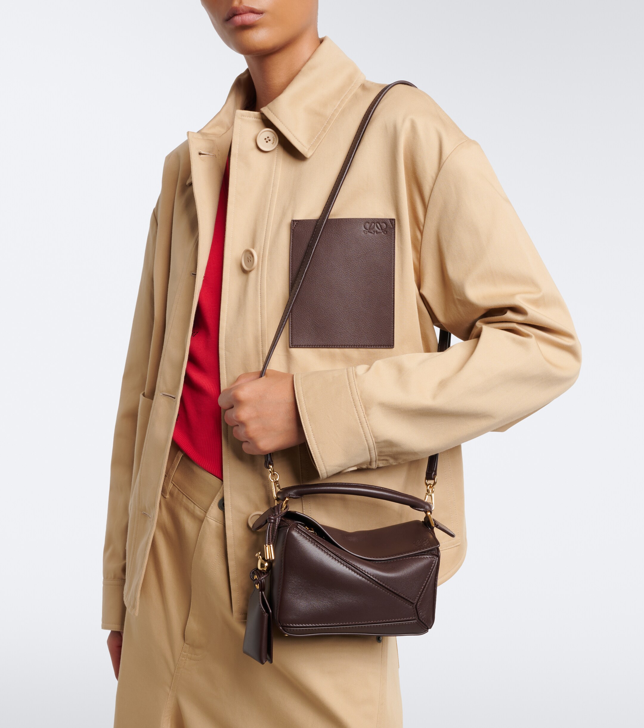 Loewe Featherlight Puzzle Small leather top-handle bag