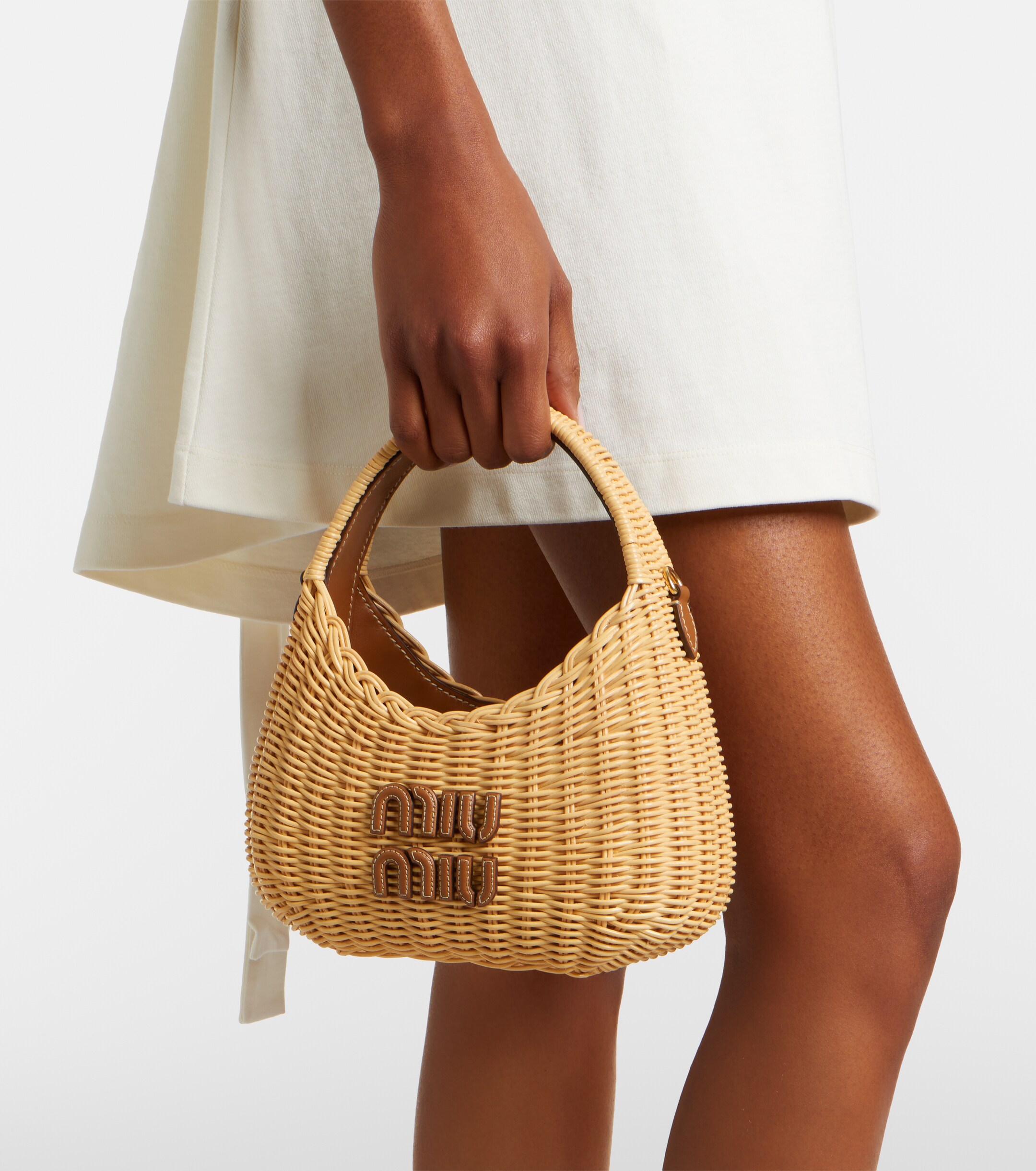 Miu Miu Wander wicker top-handle bag