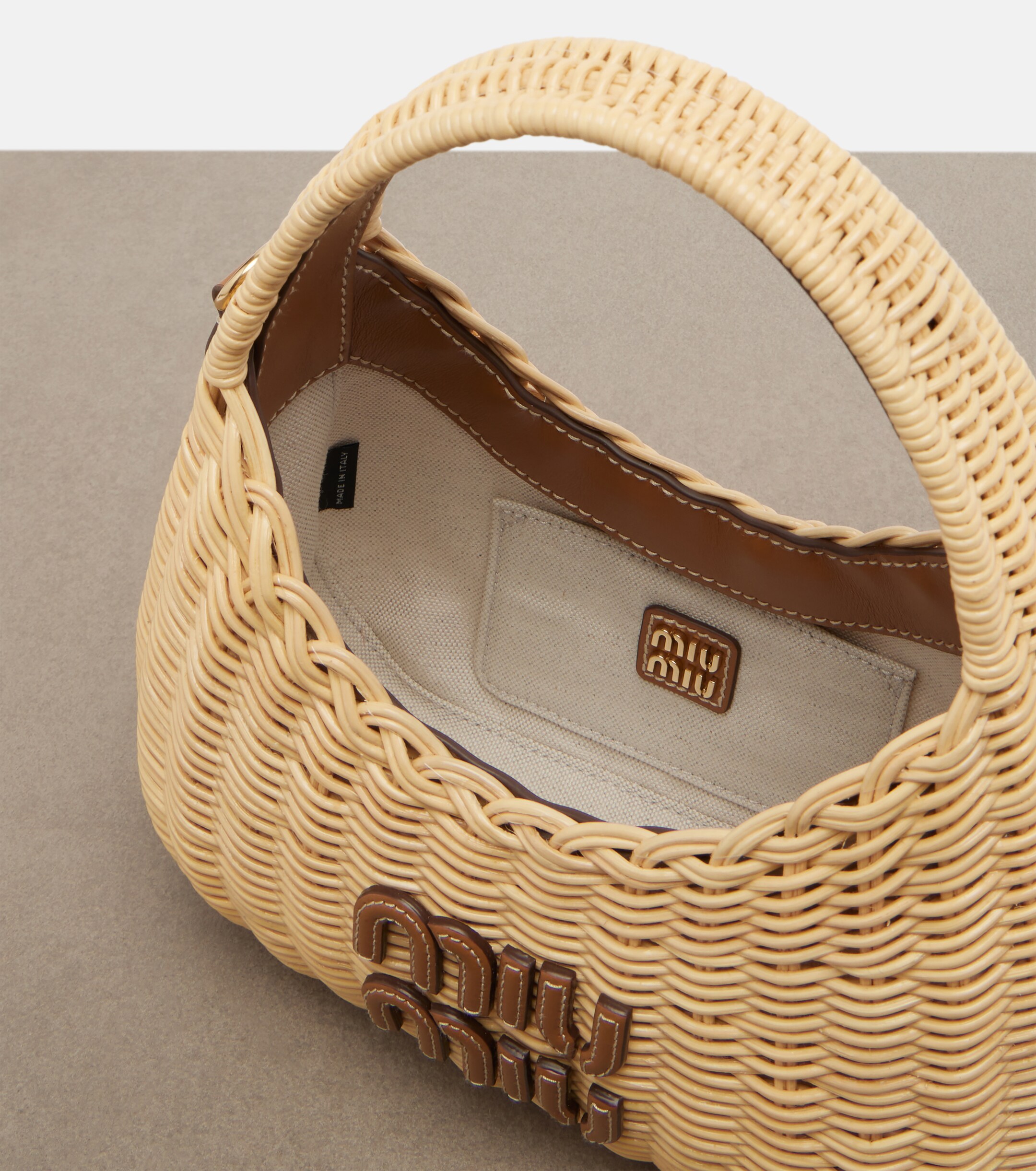 Miu Miu Wander wicker top-handle bag