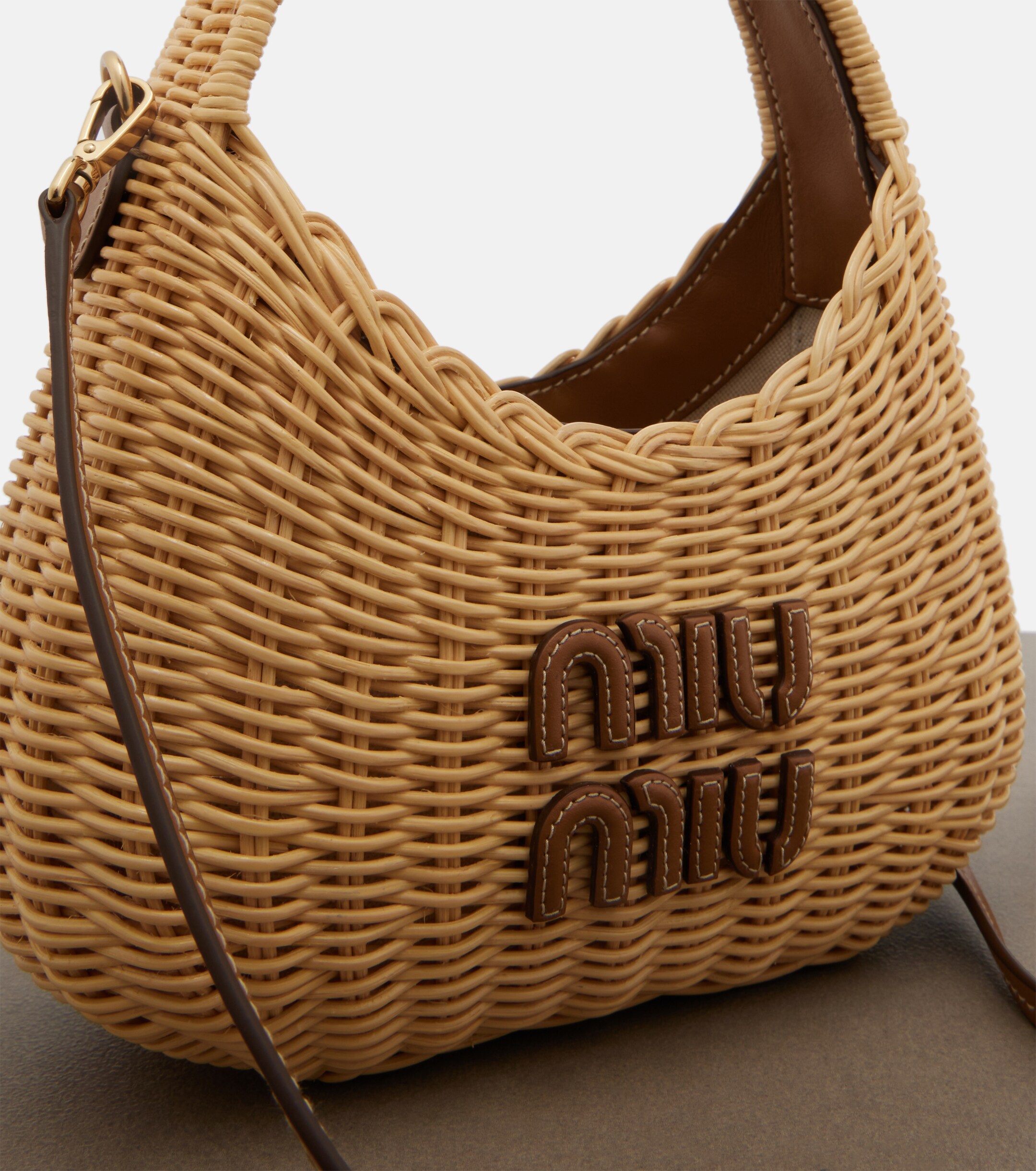Miu Miu Wander wicker top-handle bag
