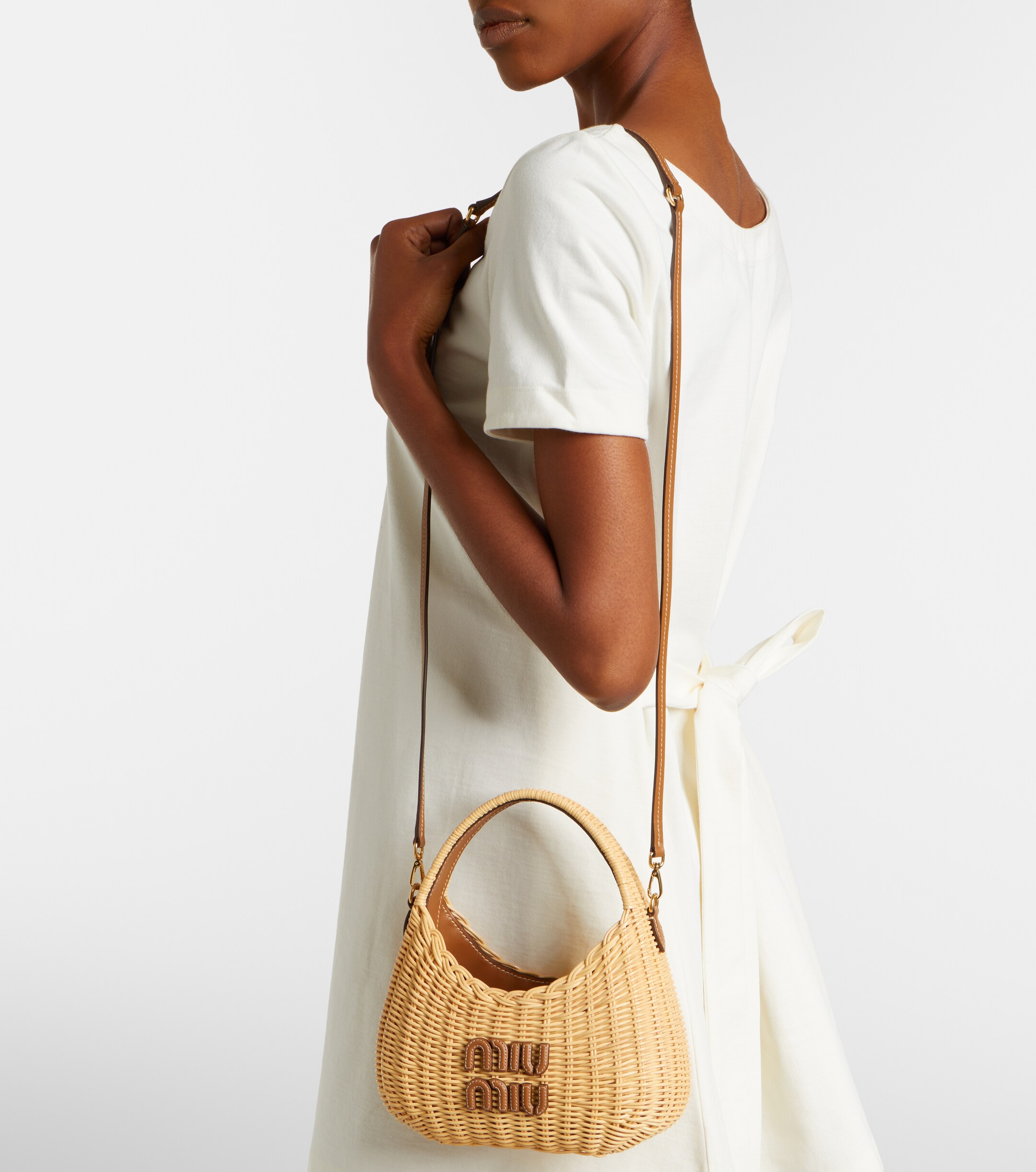 Miu Miu Wander wicker top-handle bag