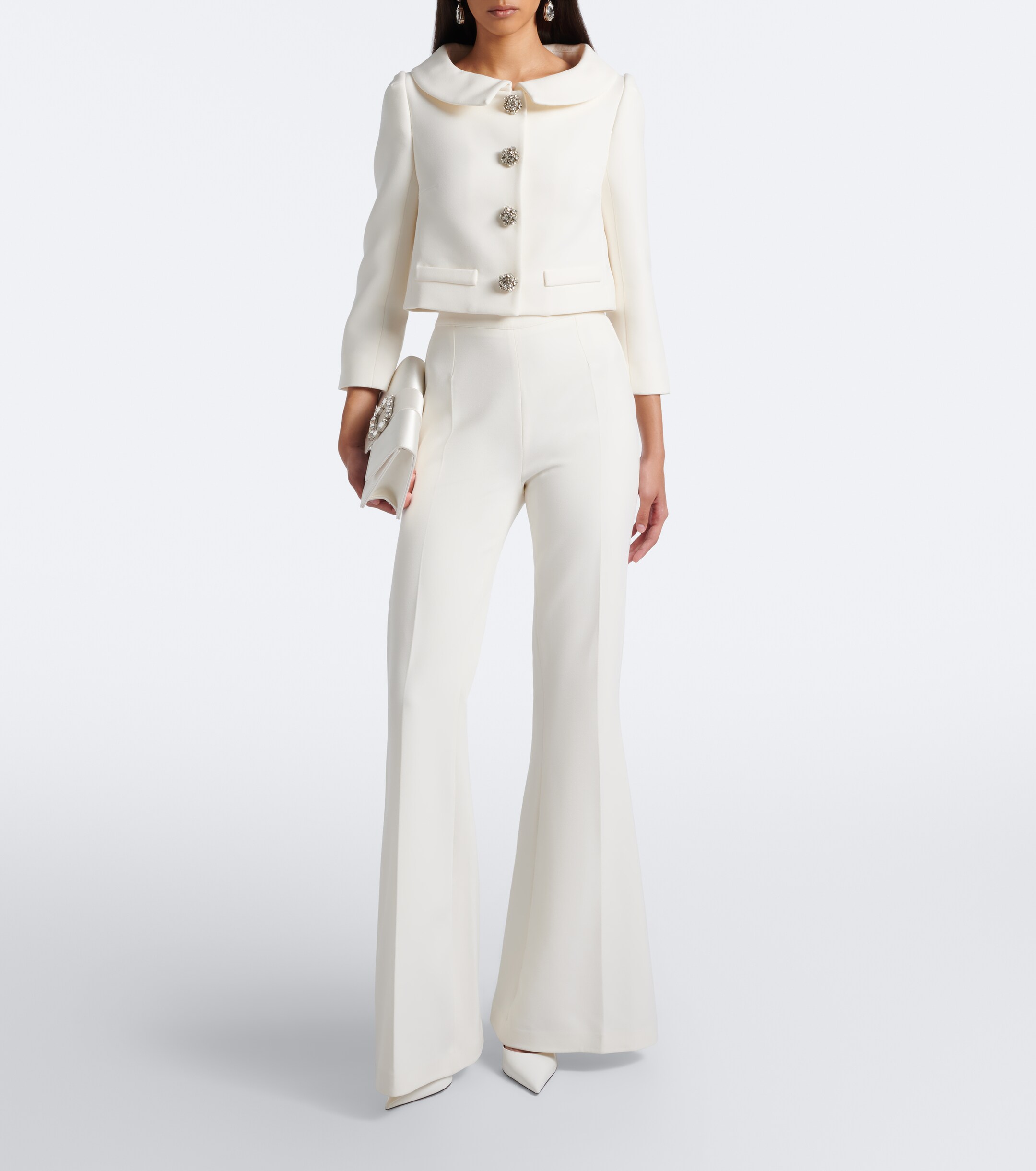 Safiyaa Safiyaa Bridal Brigitta cropped crêpe jacket