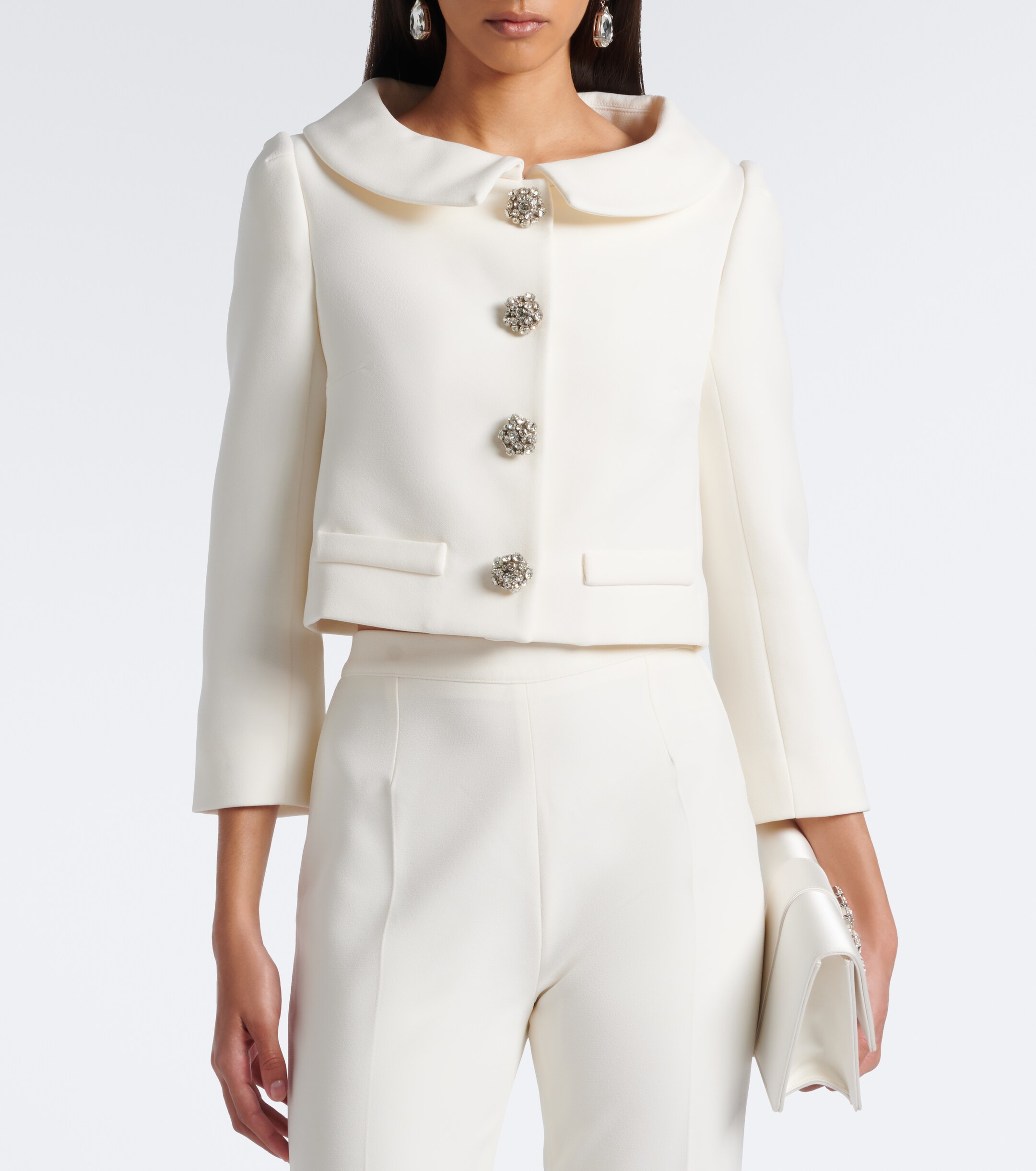 Safiyaa Safiyaa Bridal Brigitta cropped crêpe jacket
