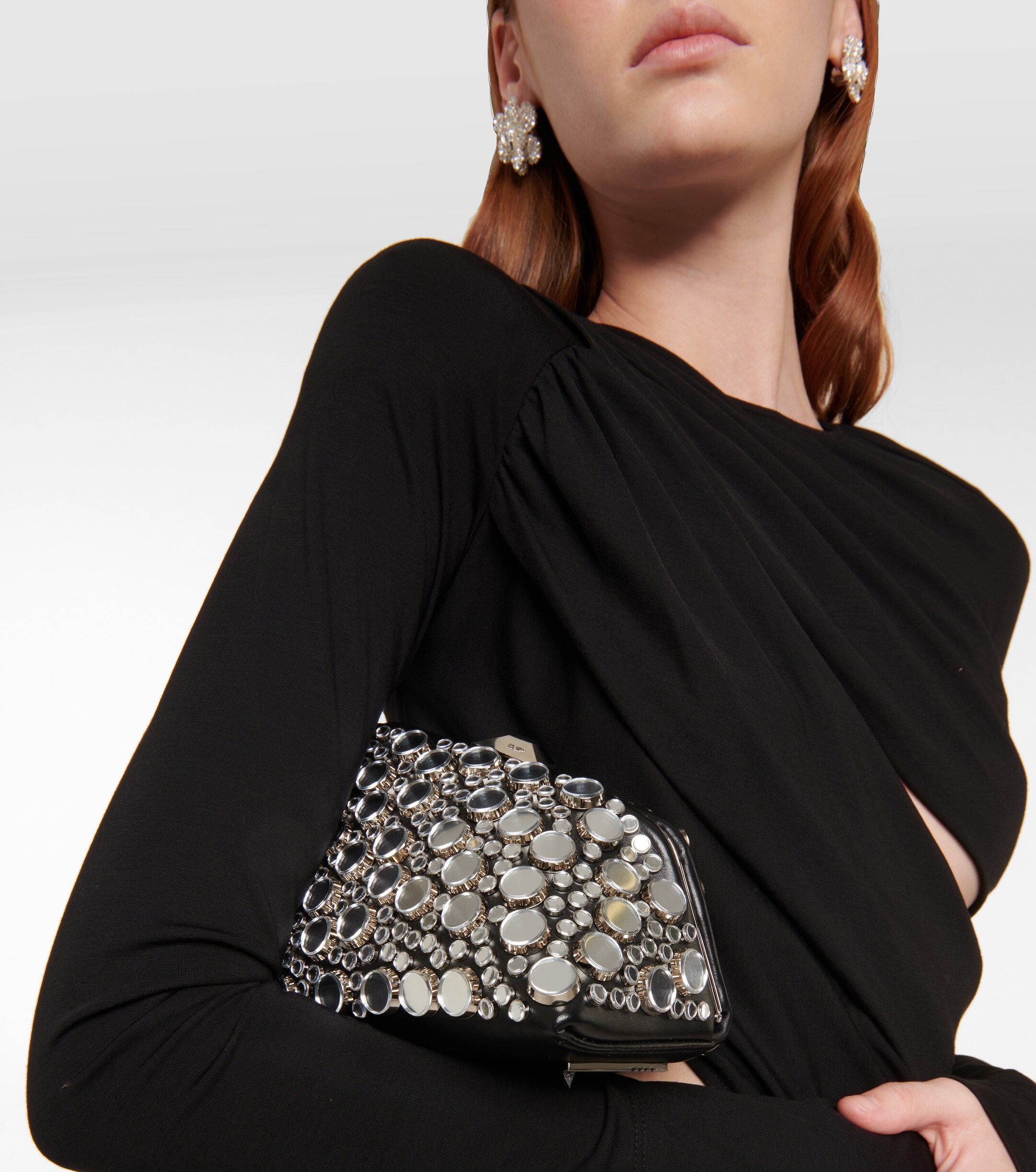THE ATTICO Midnight Mini studded leather clutch