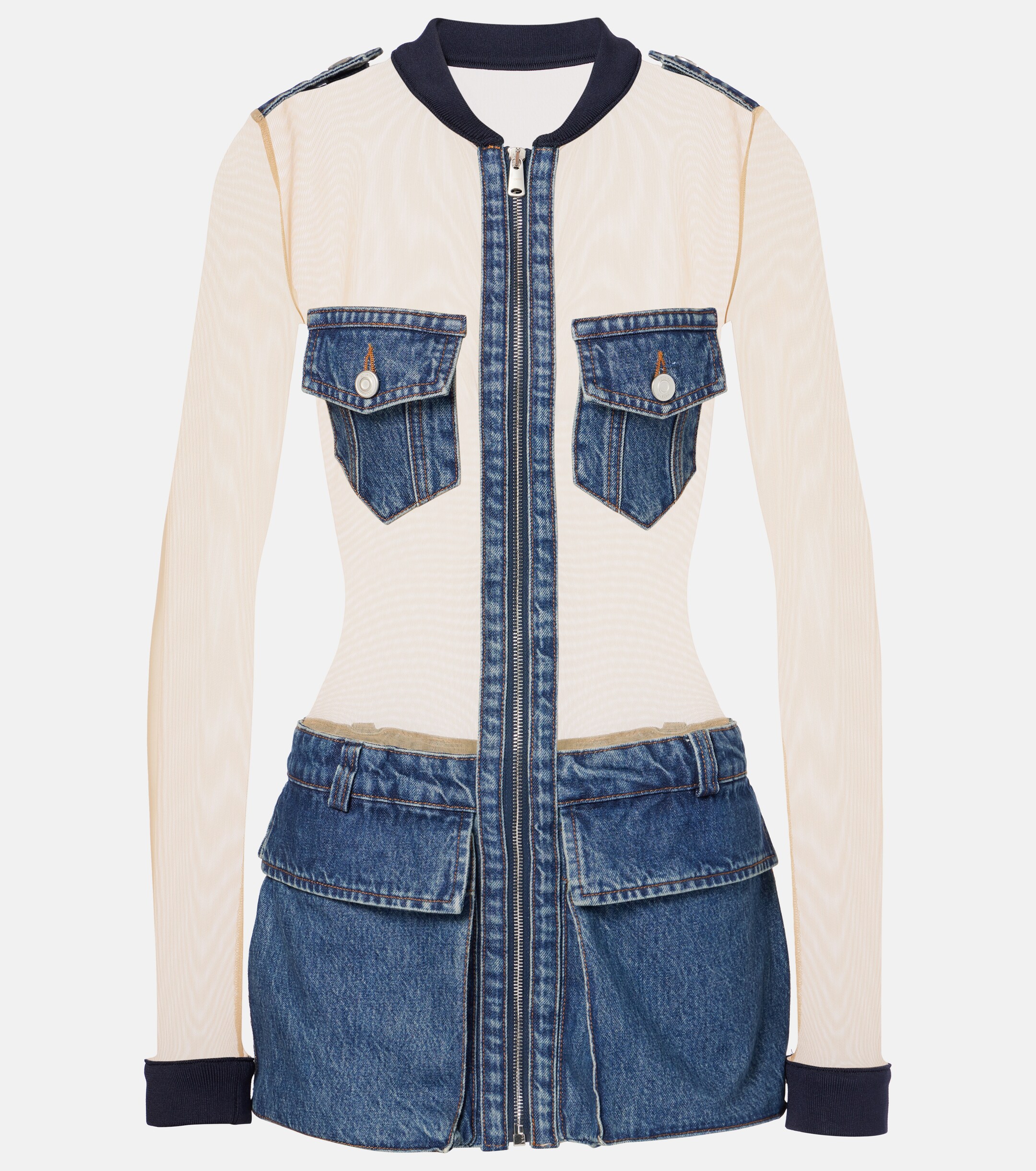 Coperni Illusion tulle and denim minidress thumbnail