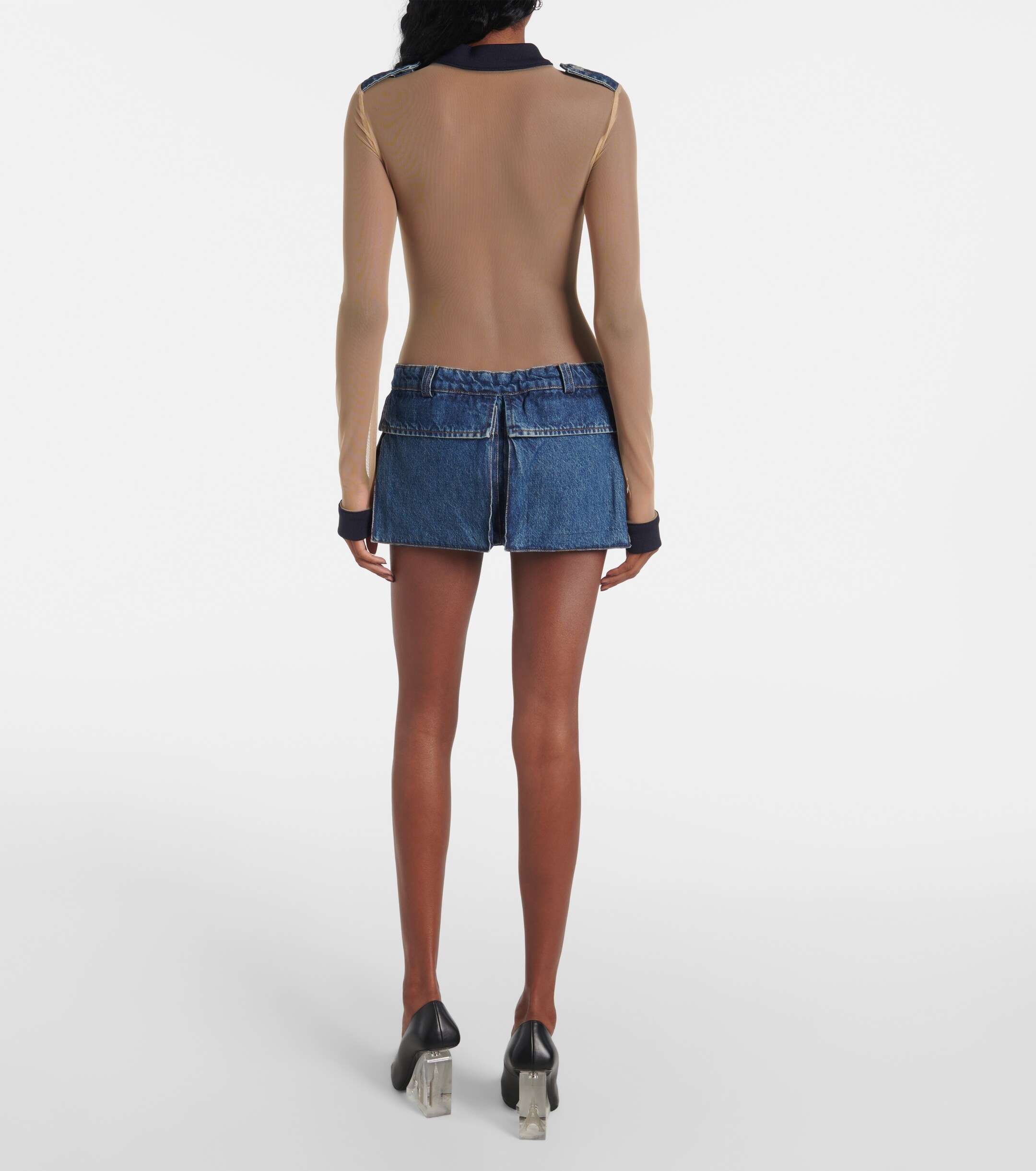 Coperni Illusion tulle and denim minidress thumbnail