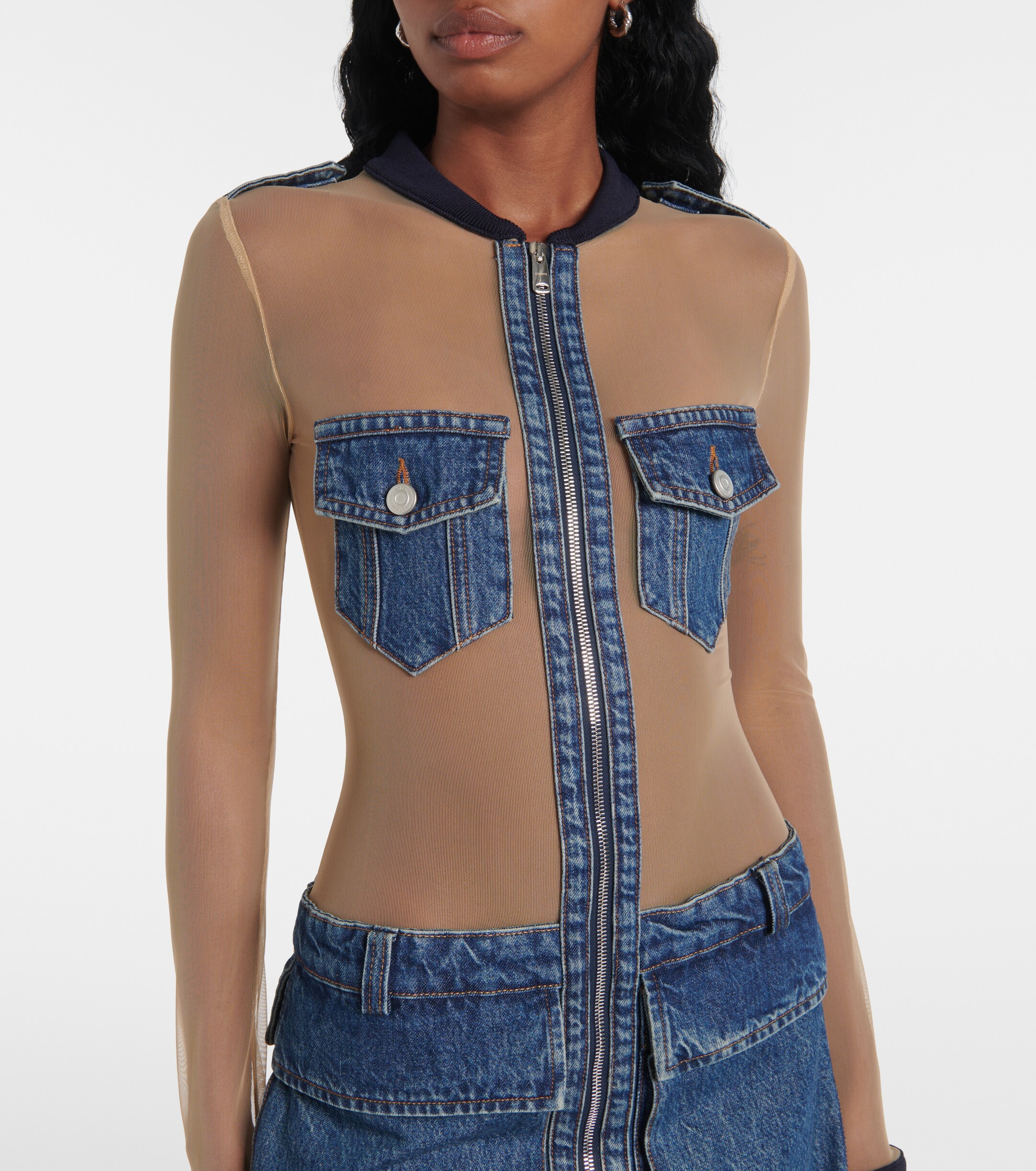 Coperni Illusion tulle and denim minidress thumbnail