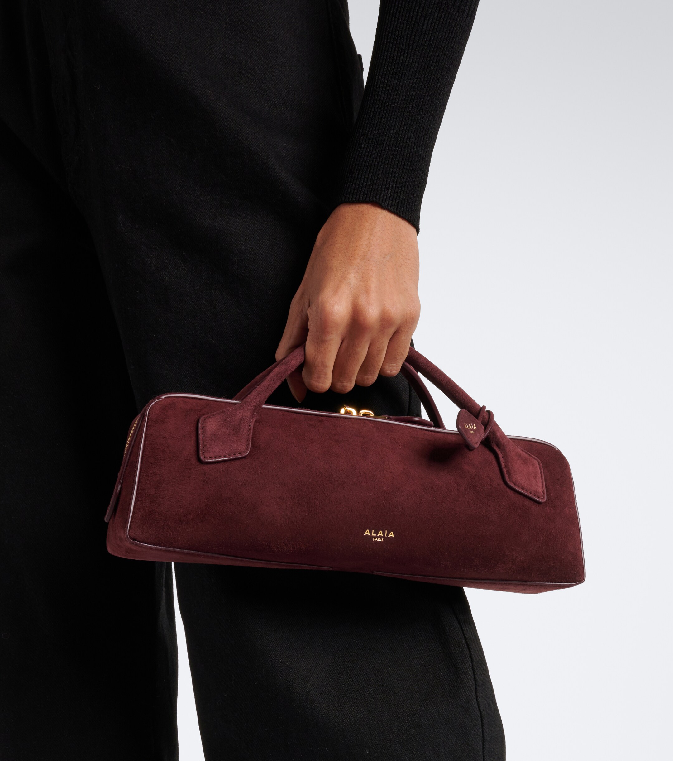 Alaïa Le Teckel suede top-handle bag