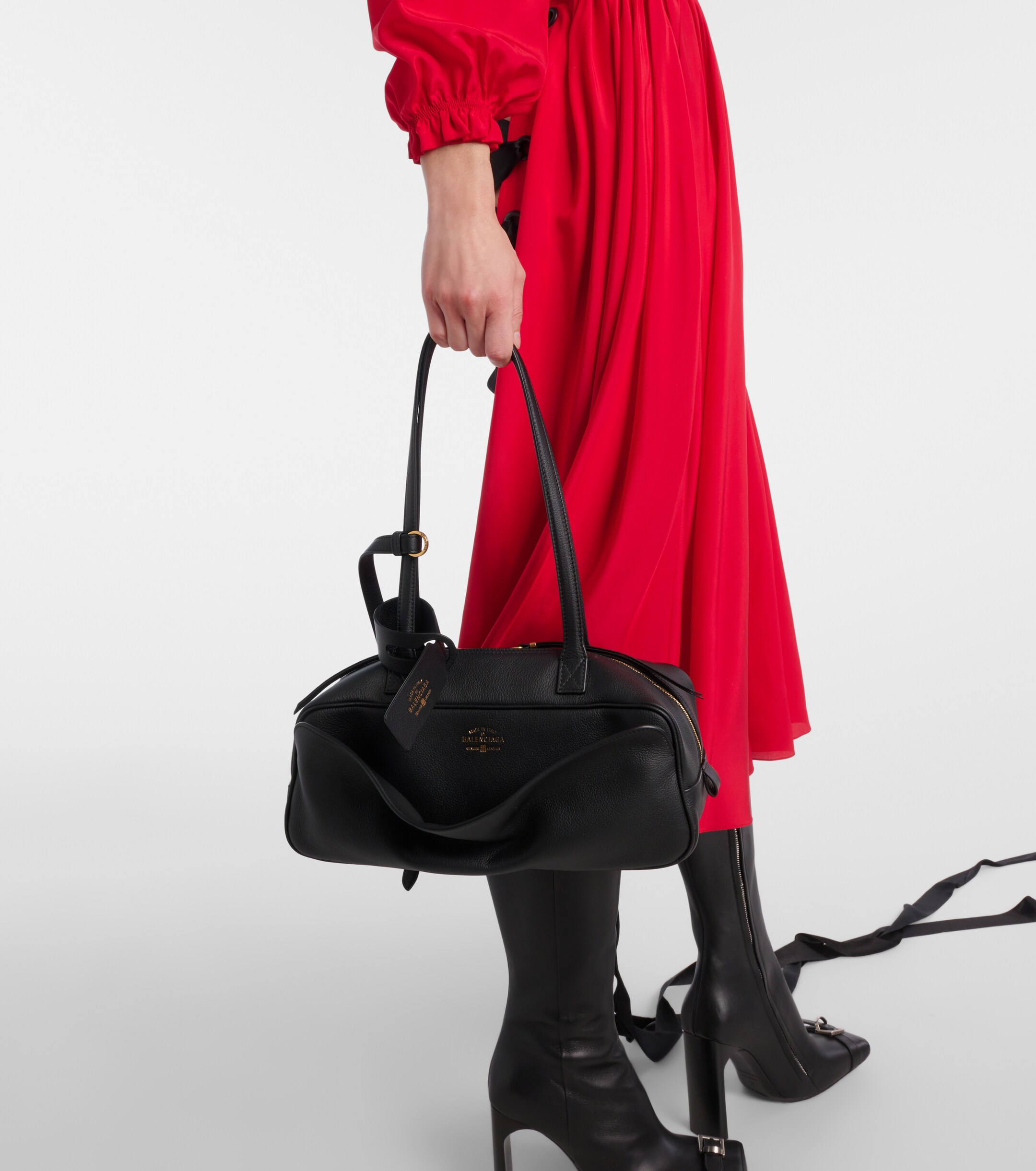 Balenciaga Carrie Small leather bowling bag
