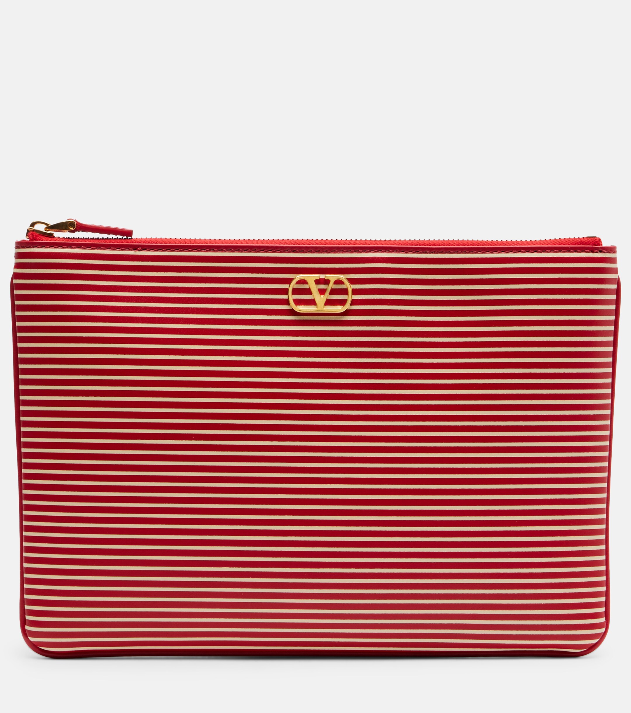Valentino Garavani VLogo striped leather pouch