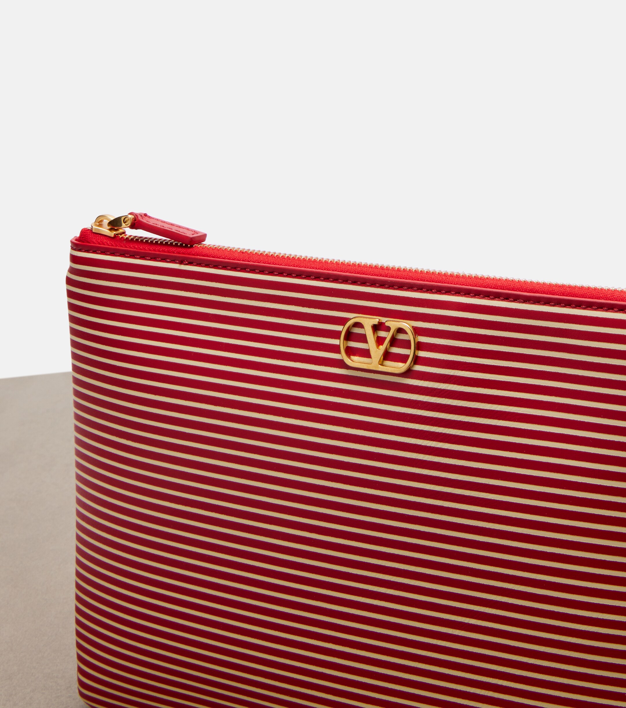 Valentino Garavani VLogo striped leather pouch thumbnail