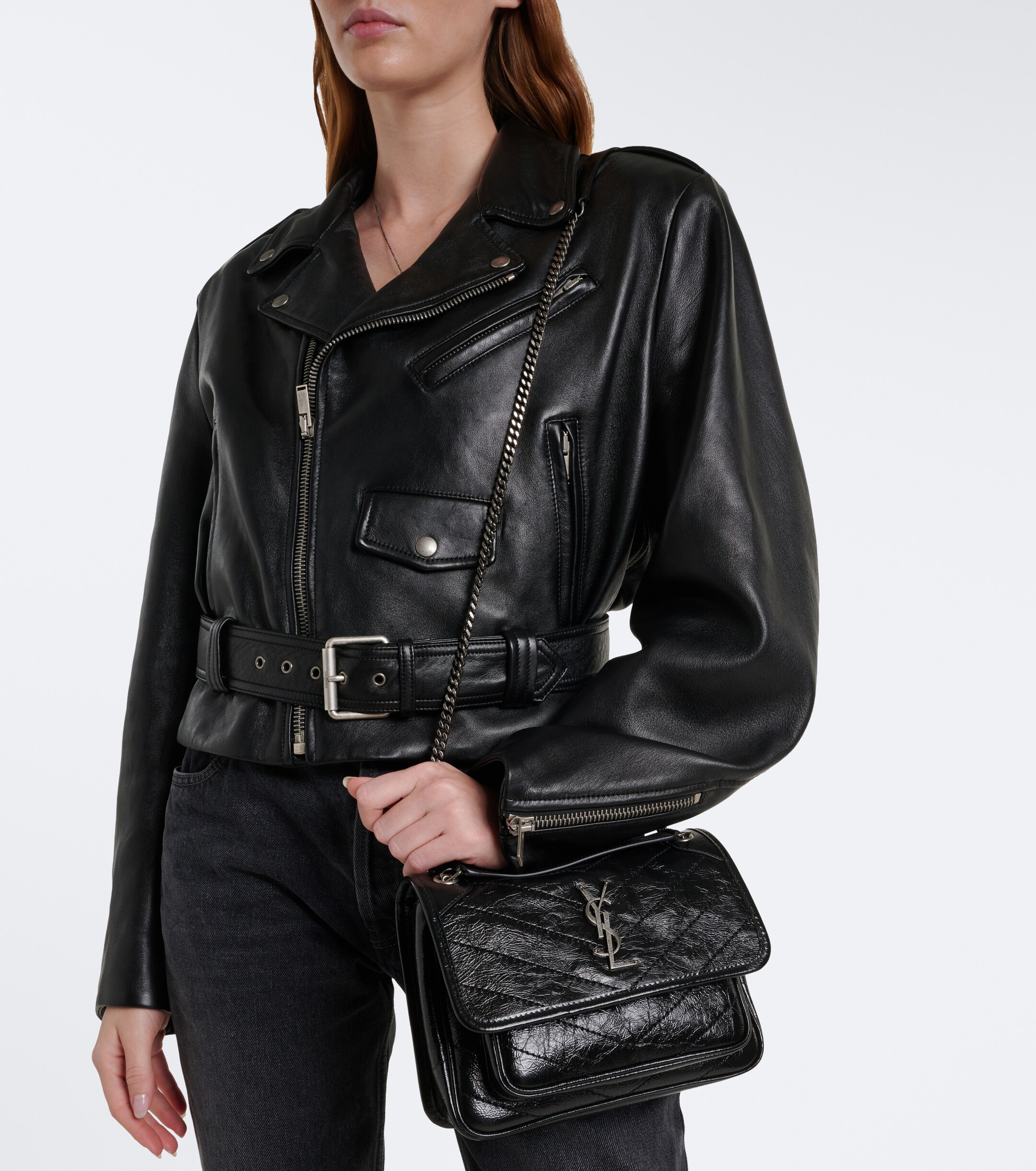 Saint Laurent Niki Mini embellished leather crossbody bag