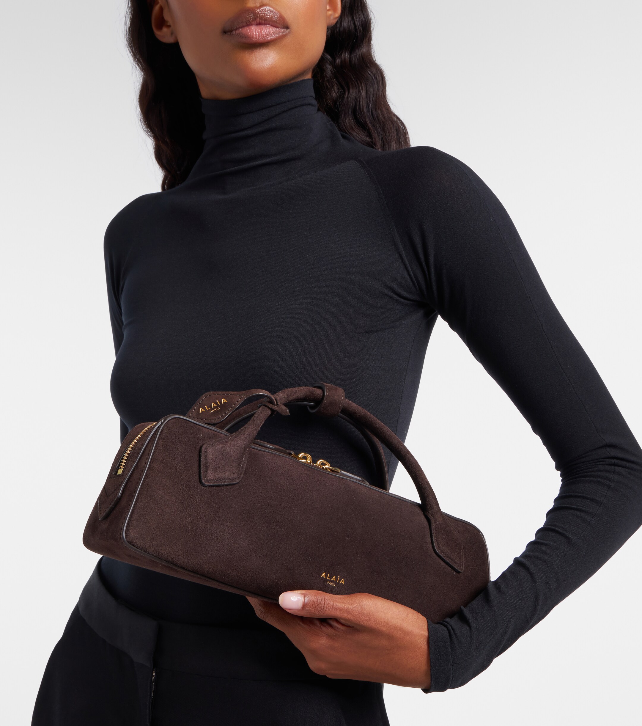 Alaïa Le Teckel Small suede clutch