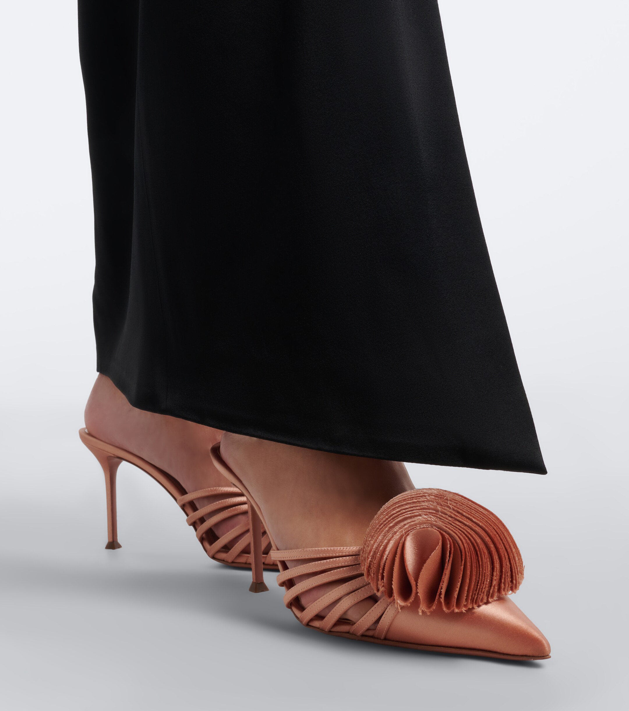 AQUAZZURA Aquazzura Wild Bloom floral-appliqué satin mules