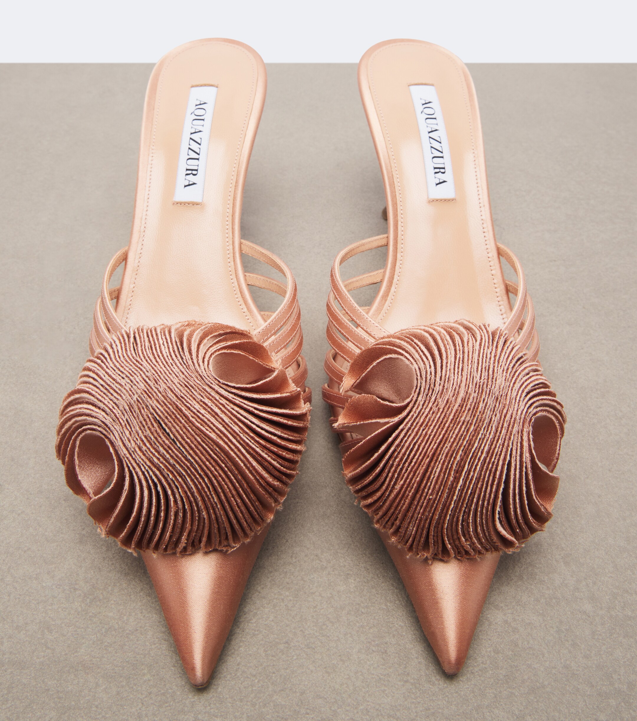 AQUAZZURA Aquazzura Wild Bloom floral-appliqué satin mules