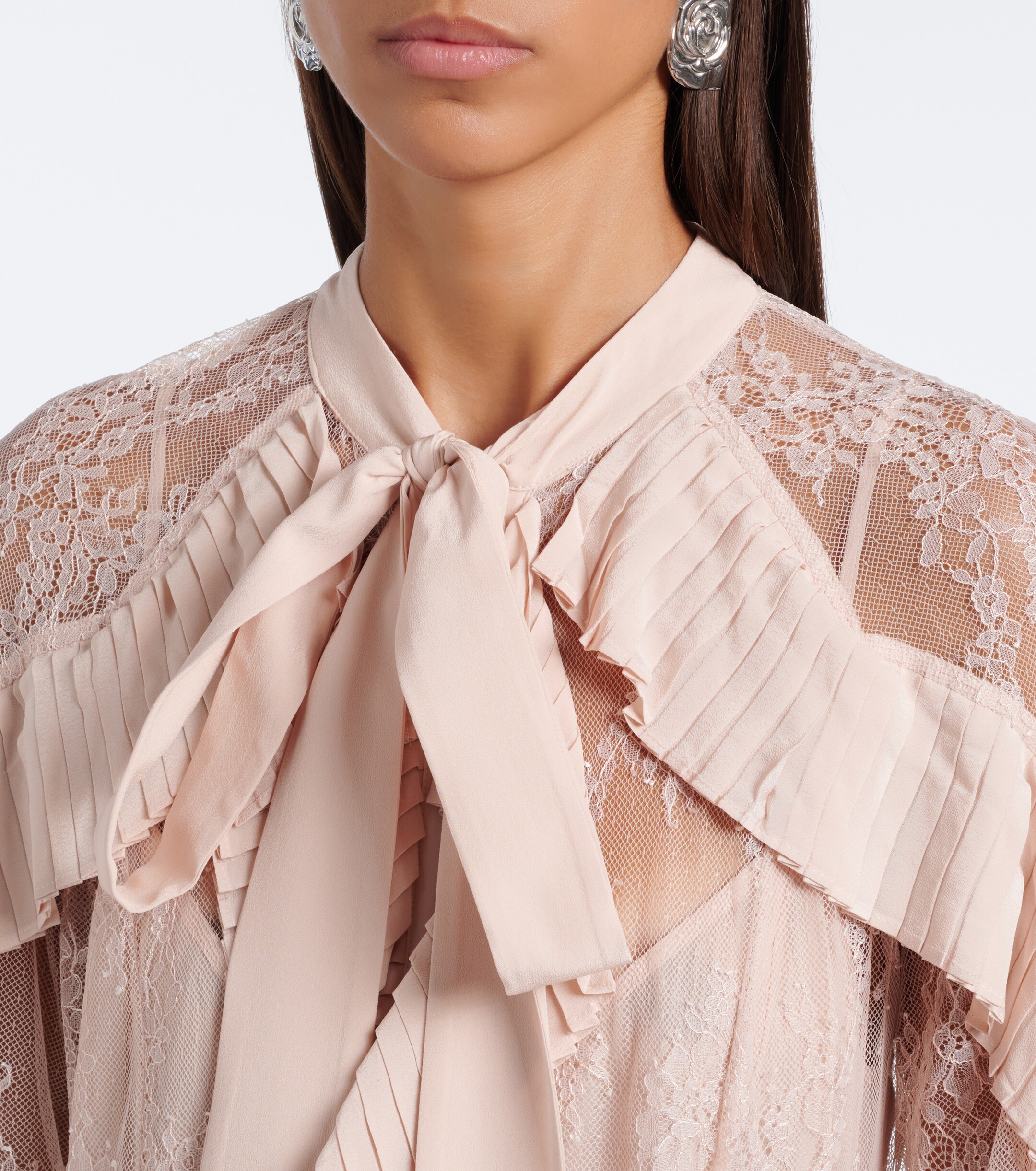 Blumarine Blumarine Ruffled tie-neck lace gown