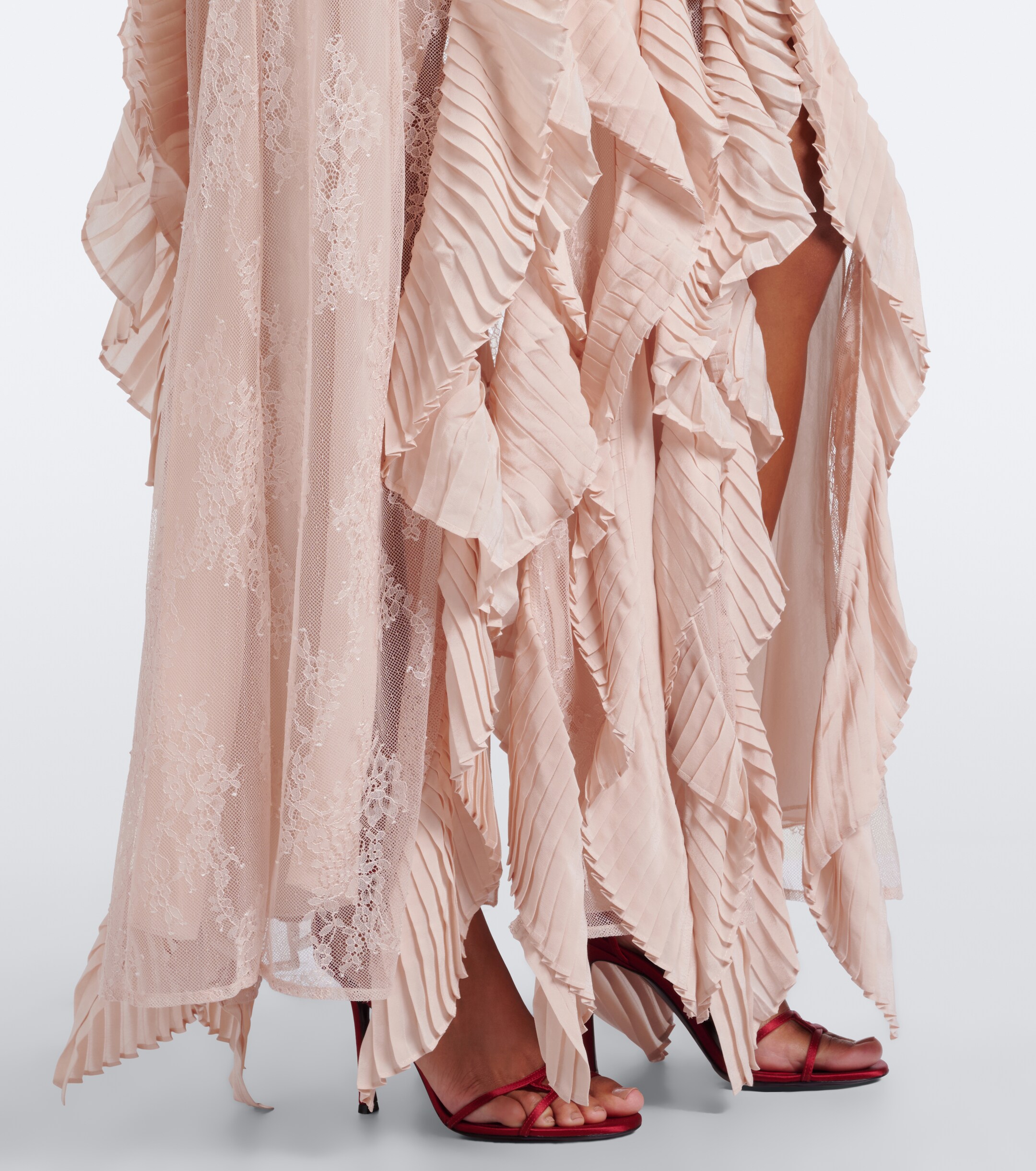 Blumarine Blumarine Ruffled tie-neck lace gown