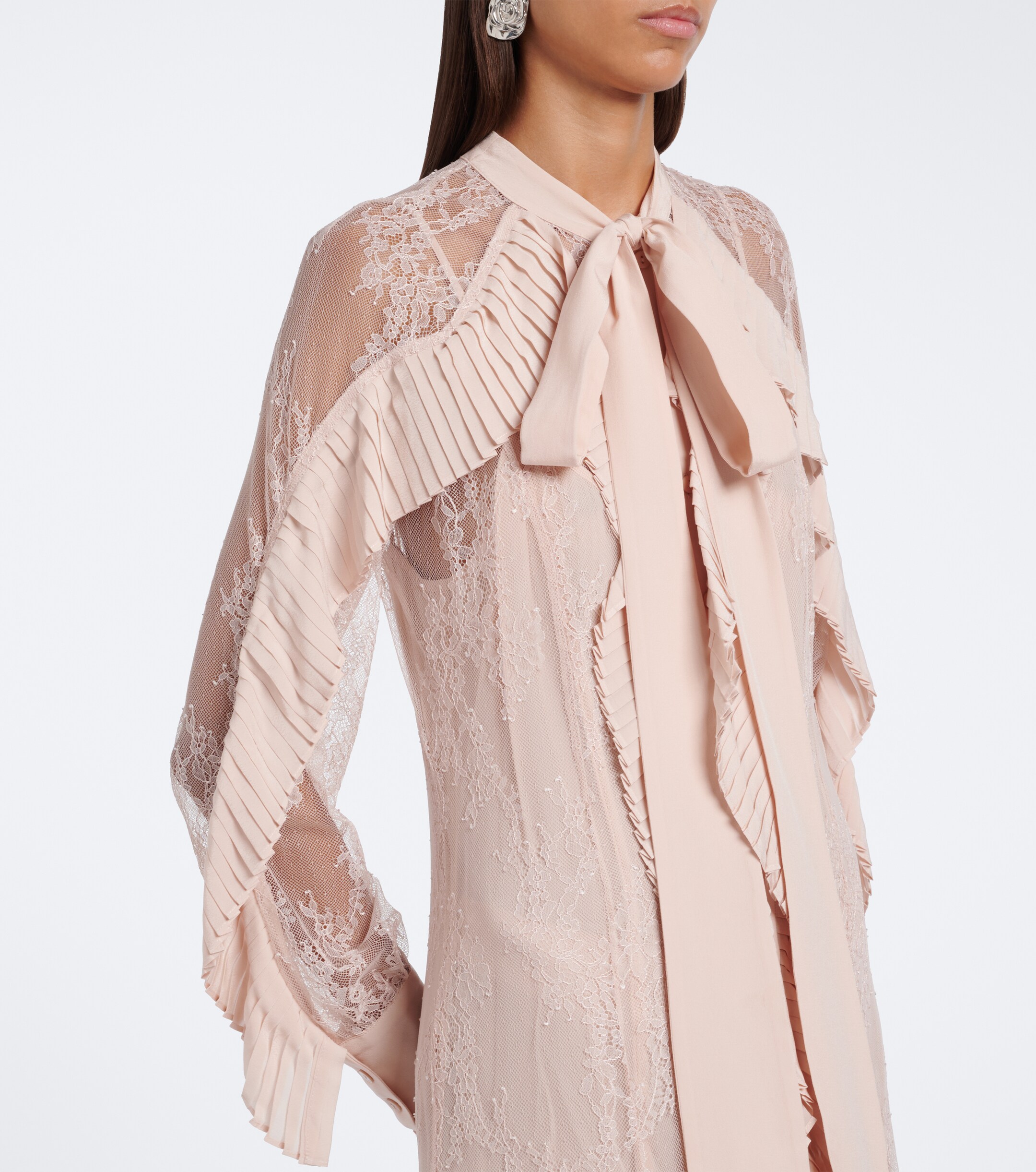 Blumarine Blumarine Ruffled tie-neck lace gown