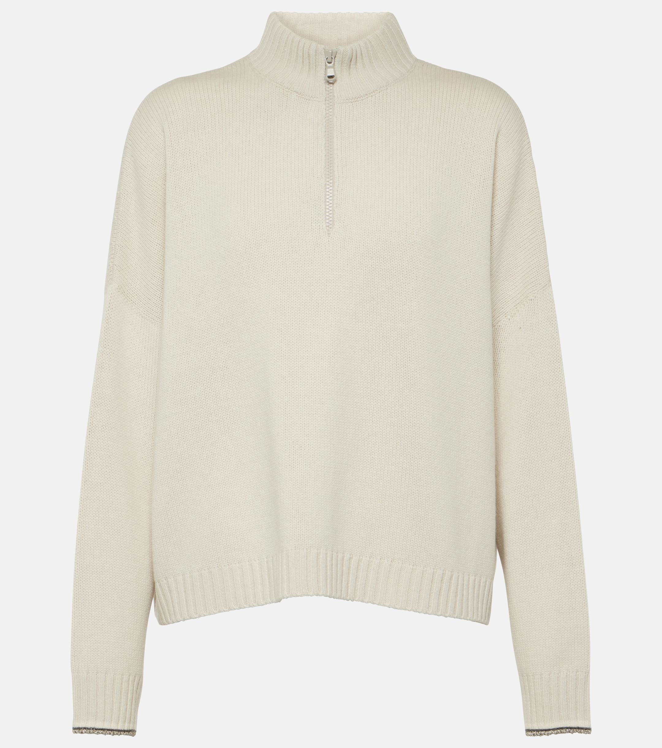 Brunello Cucinelli Brunello Cucinelli Wool, cashmere, and silk half-zip sweater