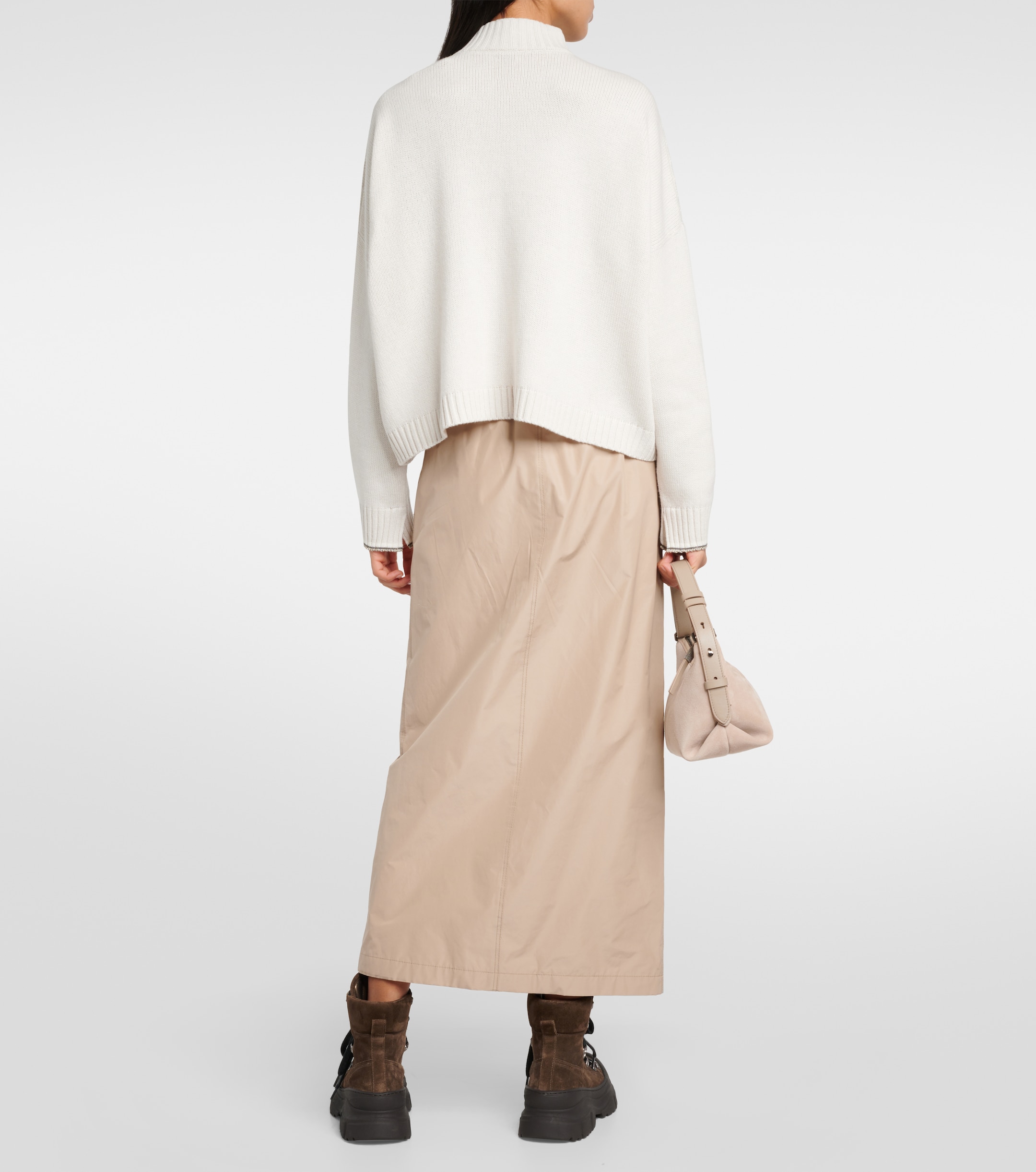Brunello Cucinelli Brunello Cucinelli Wool, cashmere, and silk half-zip sweater