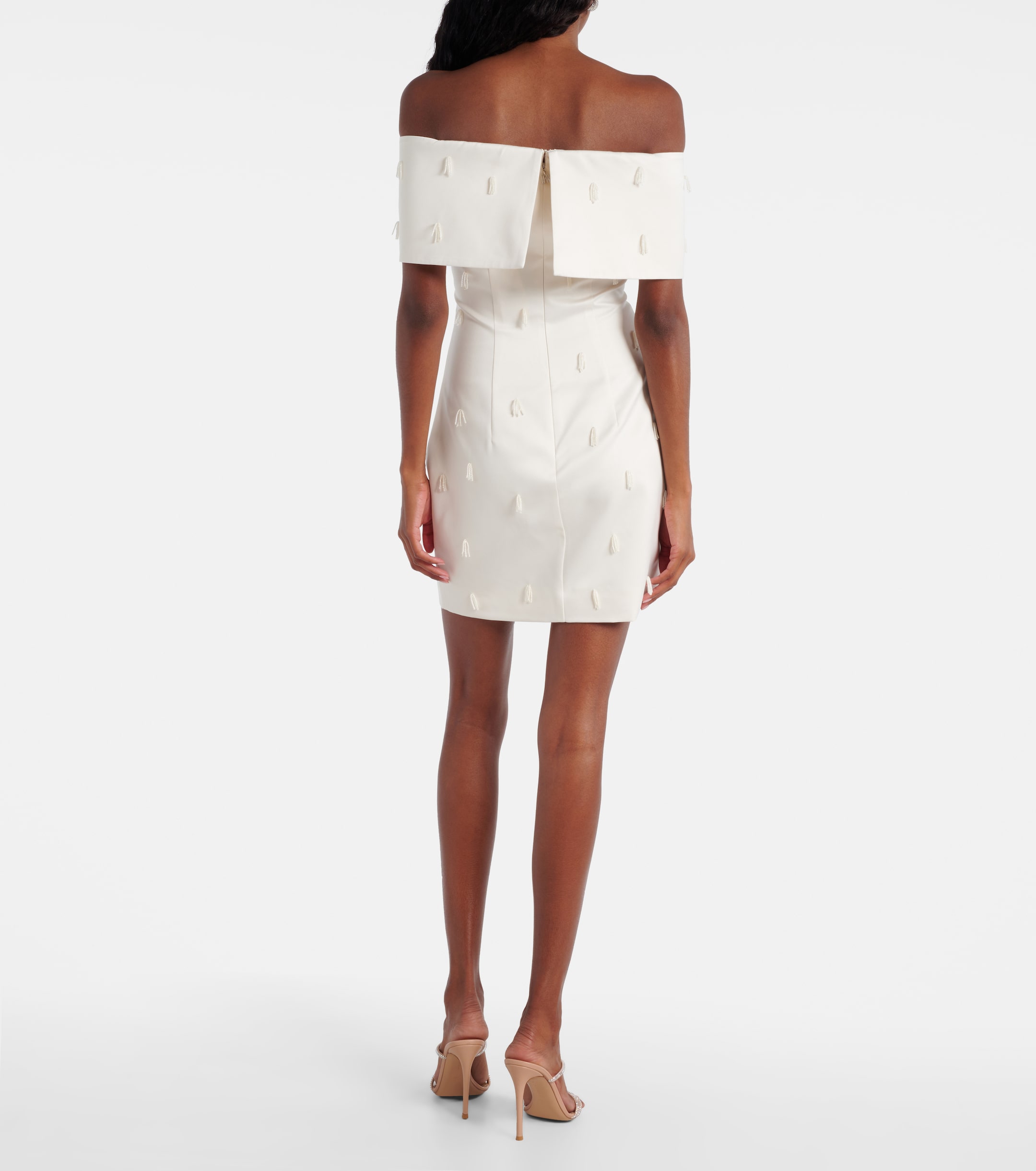 Rotate - Beaded off-shoulder satin minidress | Plush