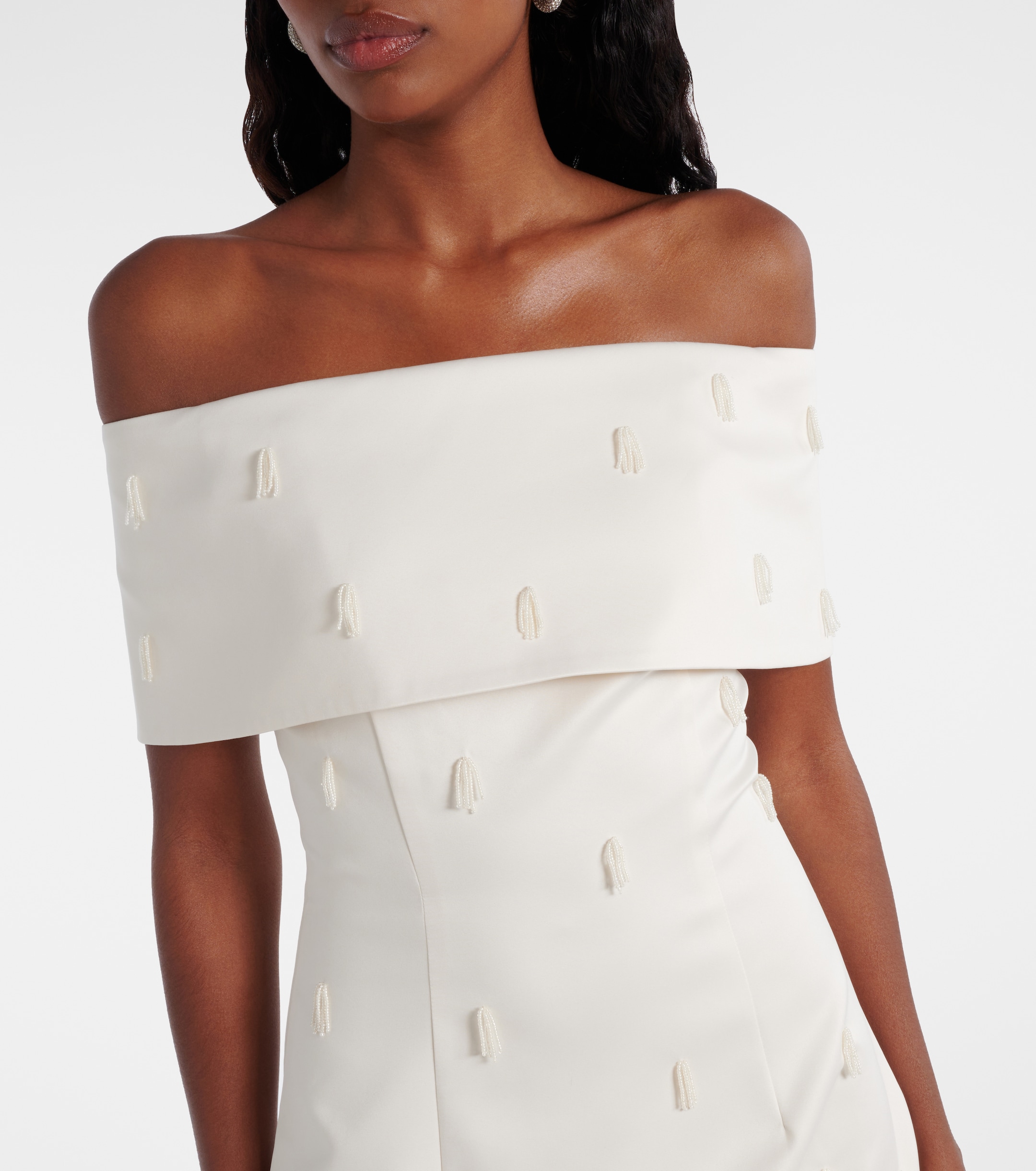 Rotate - Beaded off-shoulder satin minidress | Plush Rotate - Beaded off-shoulder satin minidress | Plush